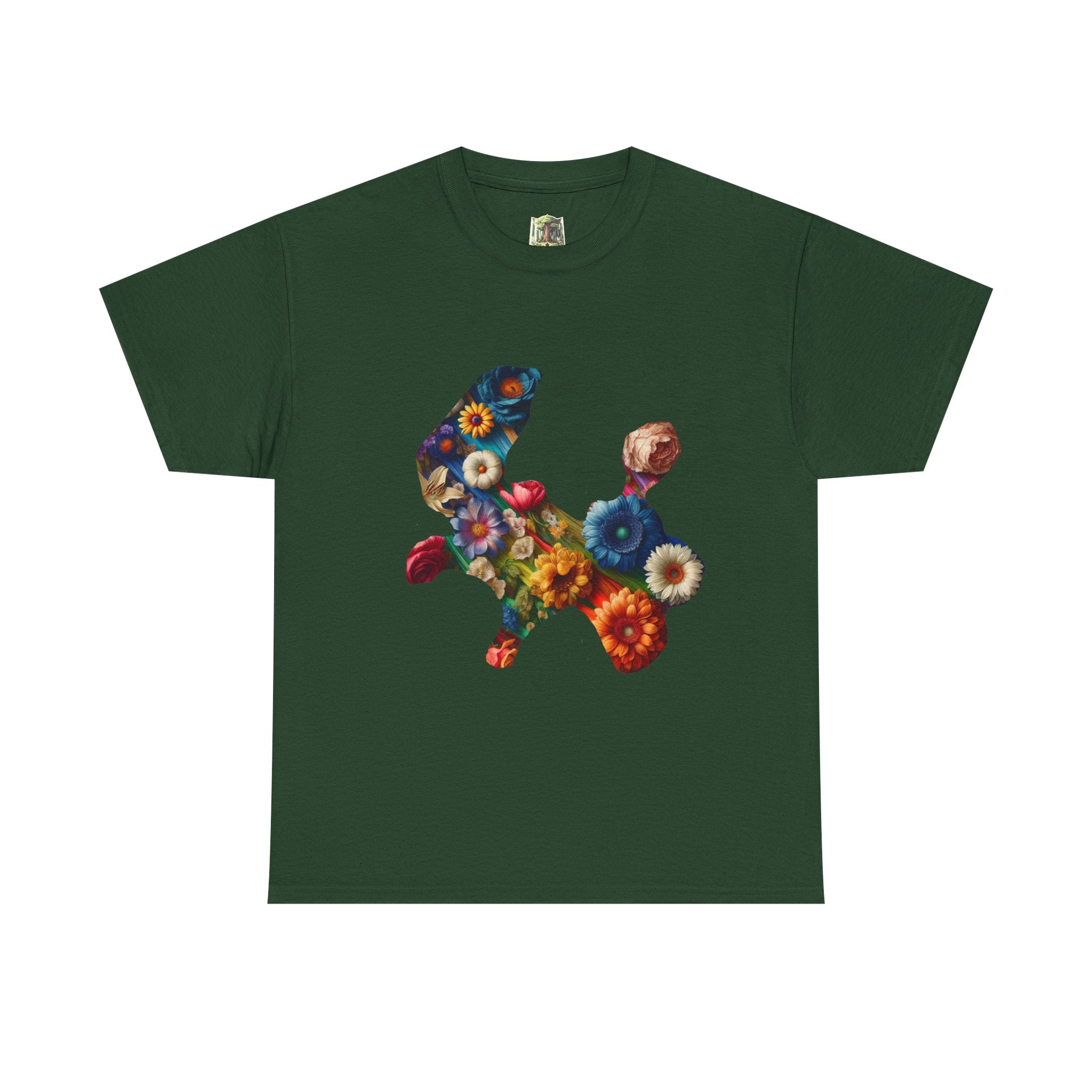 Floral Rabbit Tee, Unisex Art Tee, Cute Graphic T-Shirt, Casual Gift, Spring Outfit, Botanical Shirt