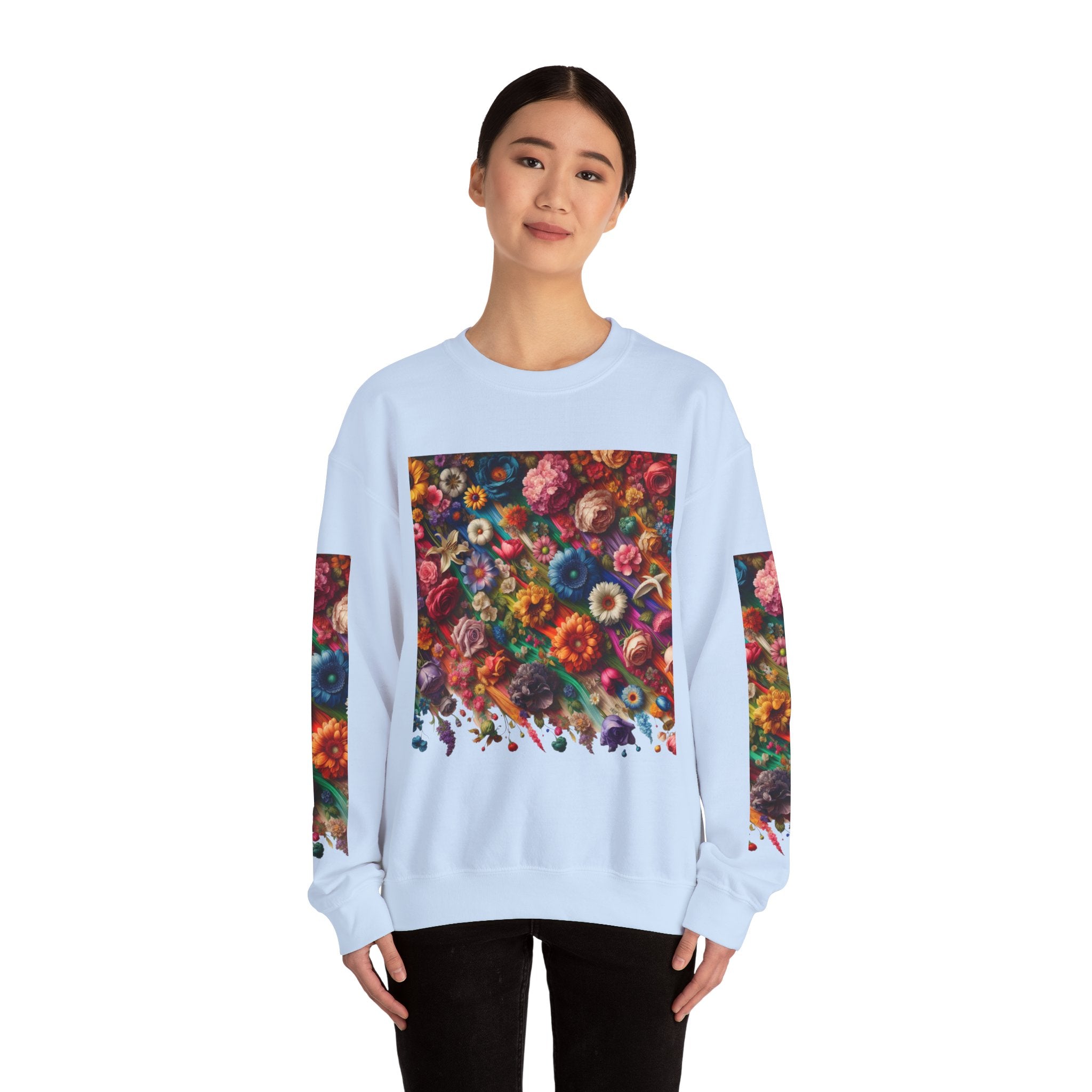 Vibrant Floral Sweatshirt, Colorful Crewneck, Cozy Unisex Pullover, Artistic Gift, Casual Style