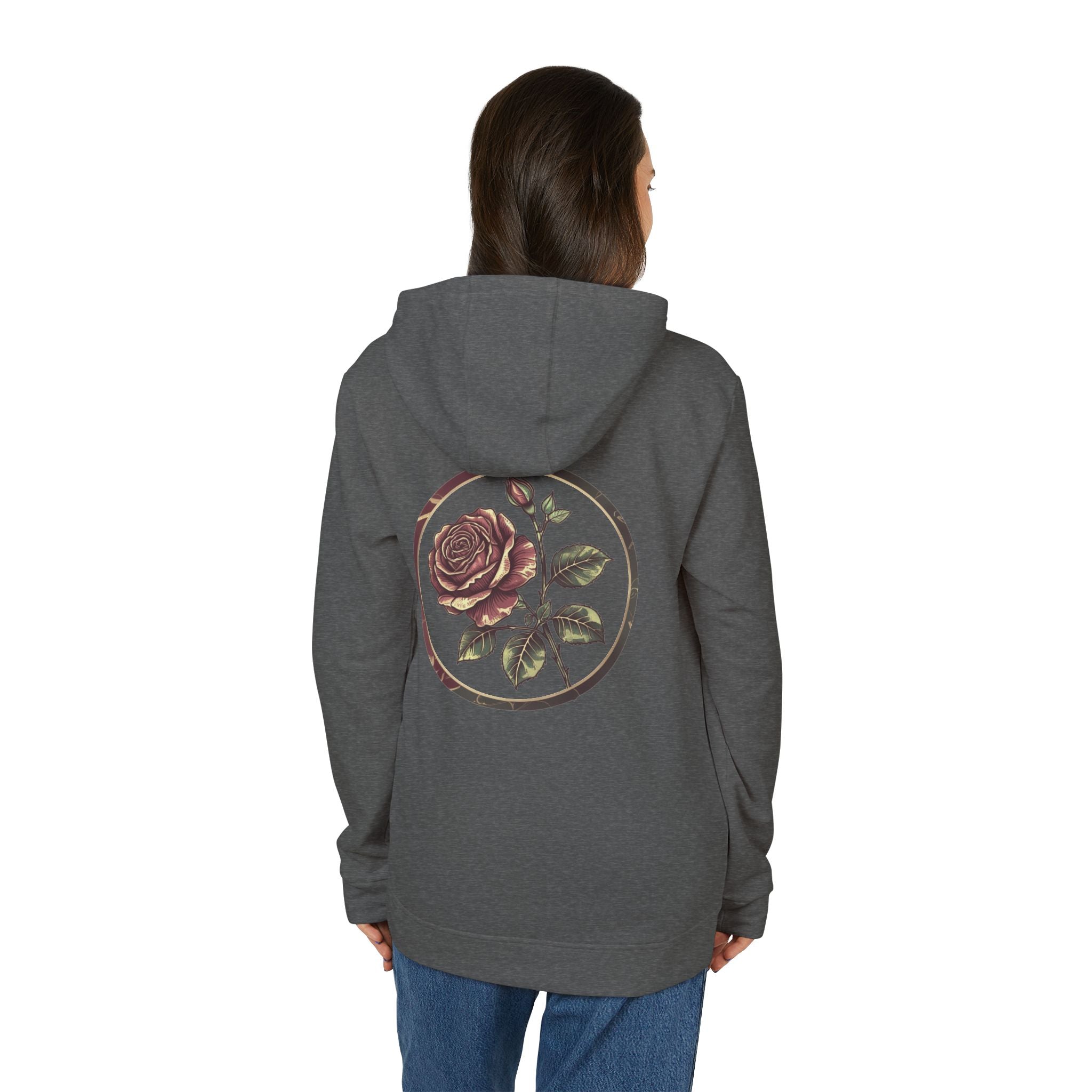 Artistic Rose Graphic Fleece Hoodie, Cozy Unisex Hoodie, Spring Fashion Hoodie, Casual Wear Hoodie, Gift for Her