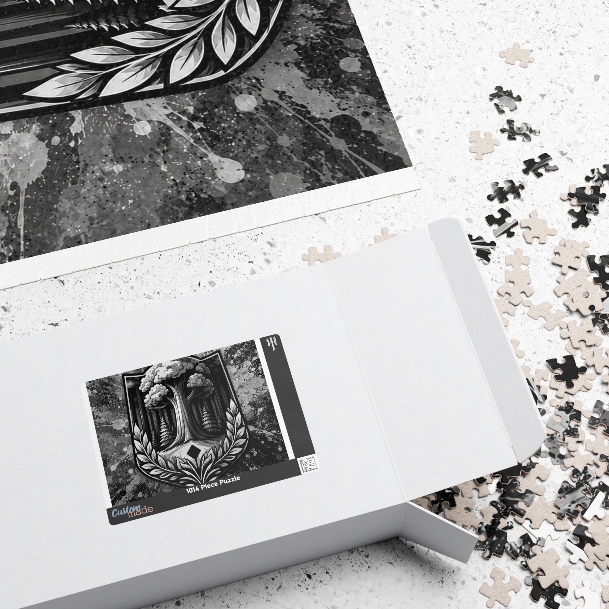 Vintage Black & White Nature Drops Puzzle — 110/252/520/1014-Piece