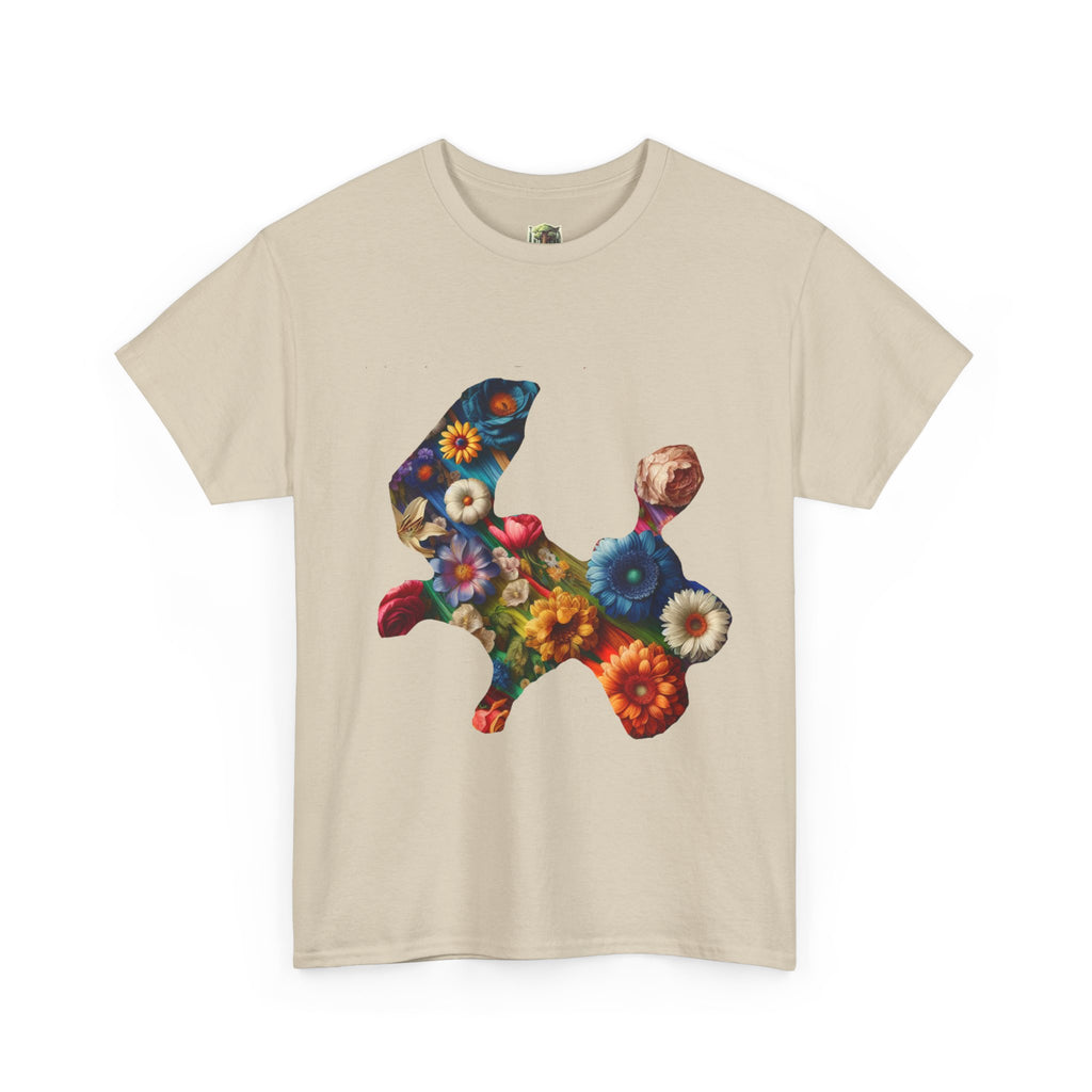 Floral Rabbit Tee, Unisex Art Tee, Cute Graphic T-Shirt, Casual Gift, Spring Outfit, Botanical Shirt