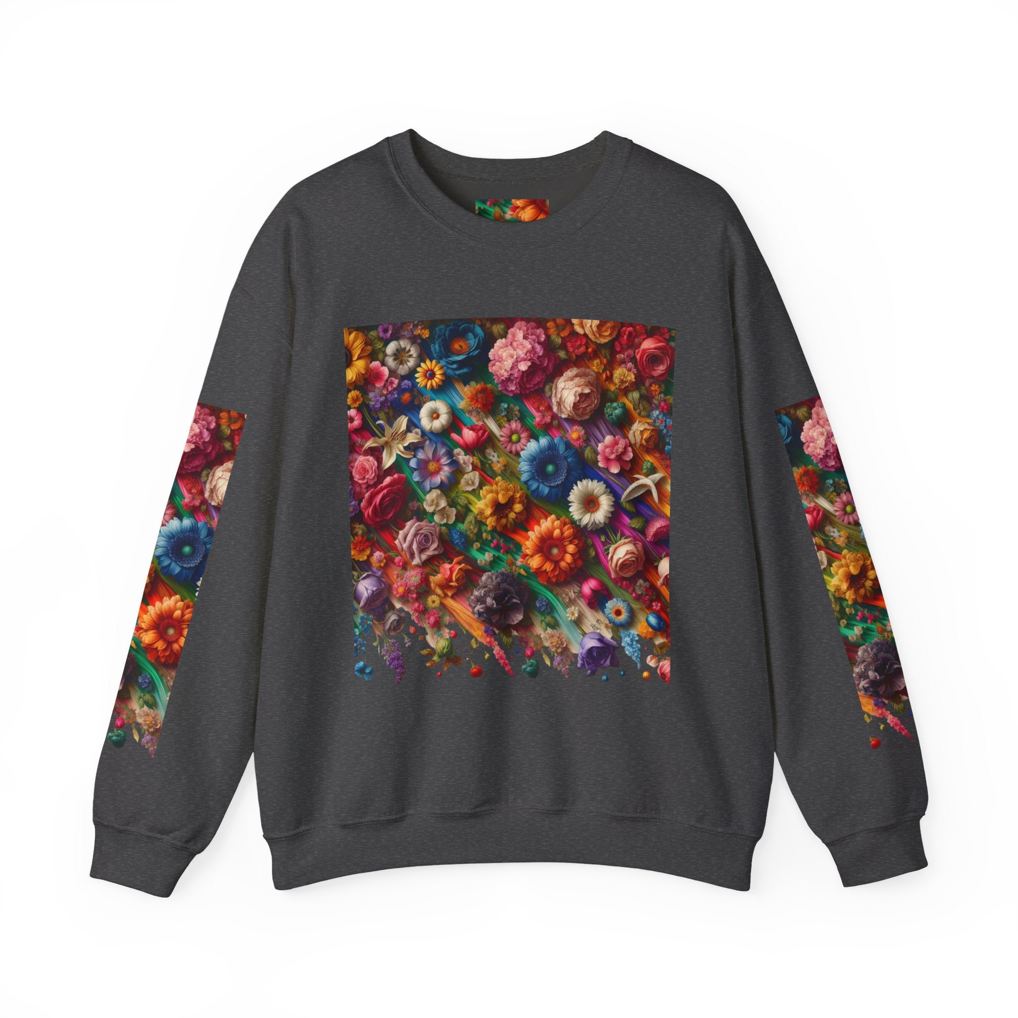 Vibrant Floral Sweatshirt, Colorful Crewneck, Cozy Unisex Pullover, Artistic Gift, Casual Style