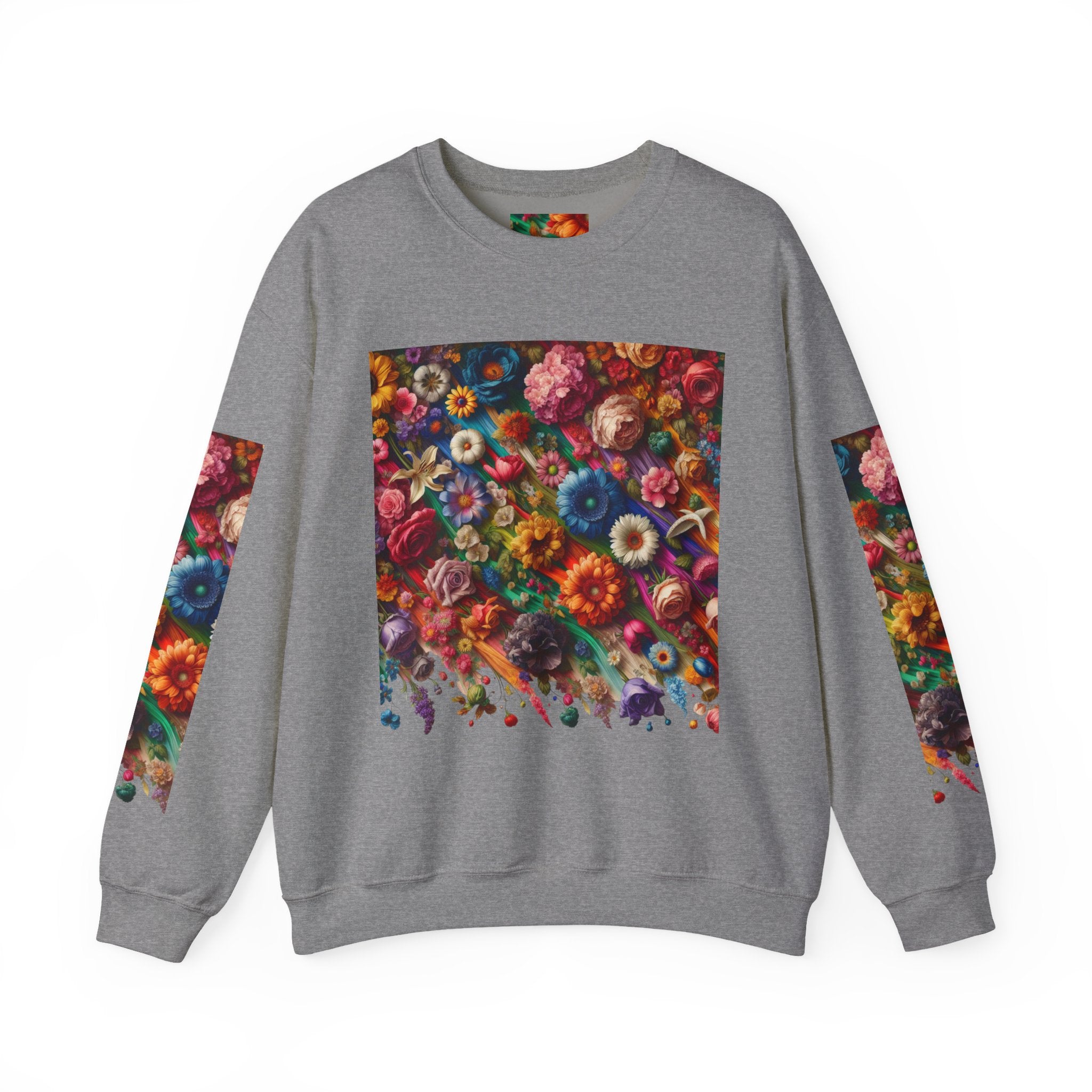 Vibrant Floral Sweatshirt, Colorful Crewneck, Cozy Unisex Pullover, Artistic Gift, Casual Style
