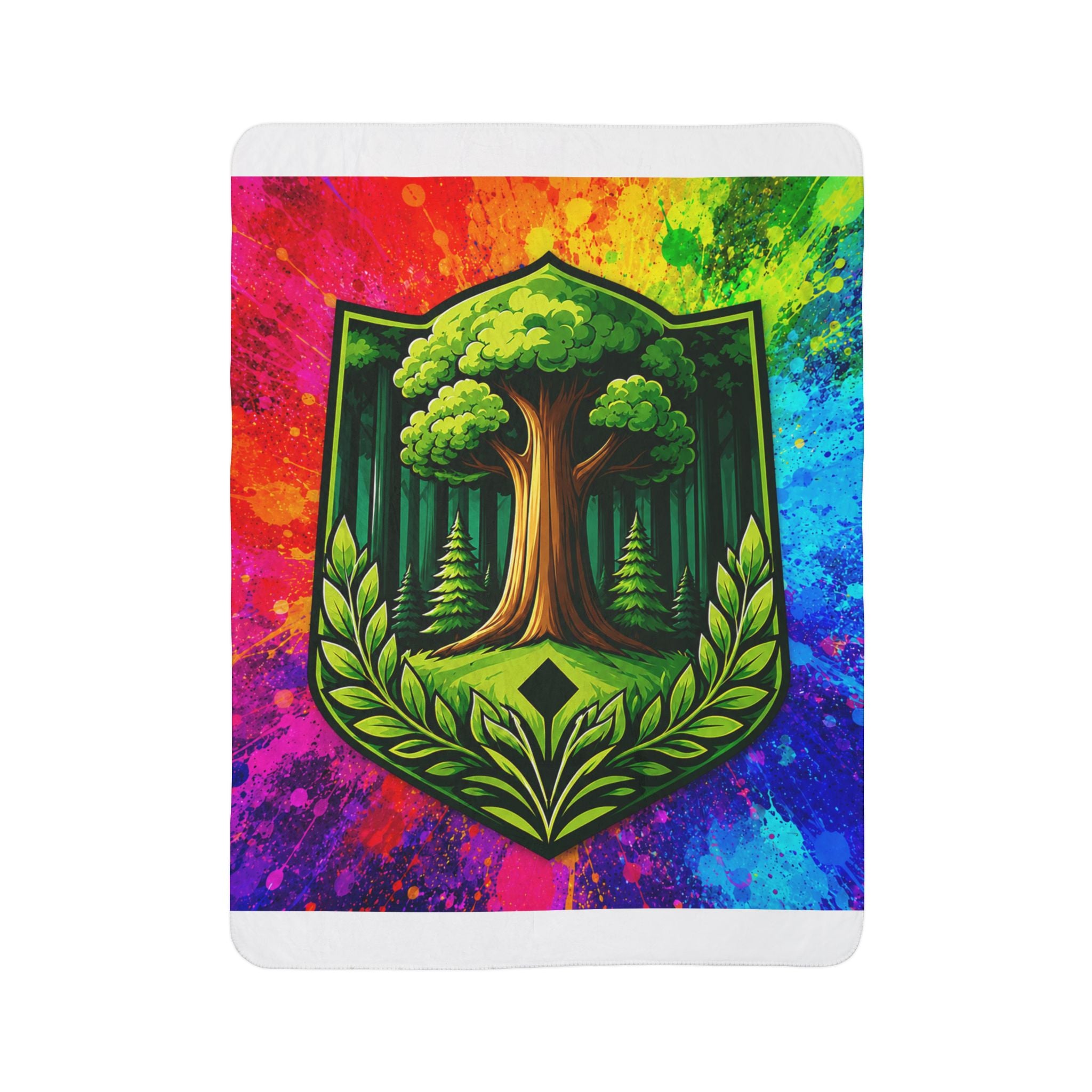 Forest Crest Sherpa Blanket — Rainbow Tie-Dye Fleece Throw