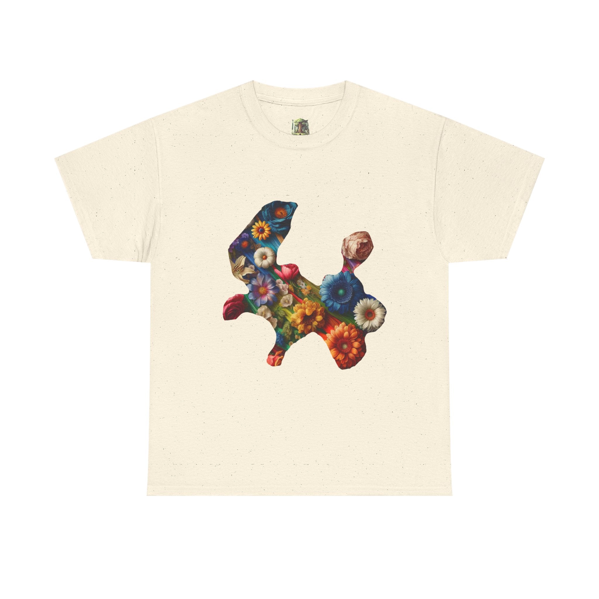 Floral Rabbit Tee, Unisex Art Tee, Cute Graphic T-Shirt, Casual Gift, Spring Outfit, Botanical Shirt