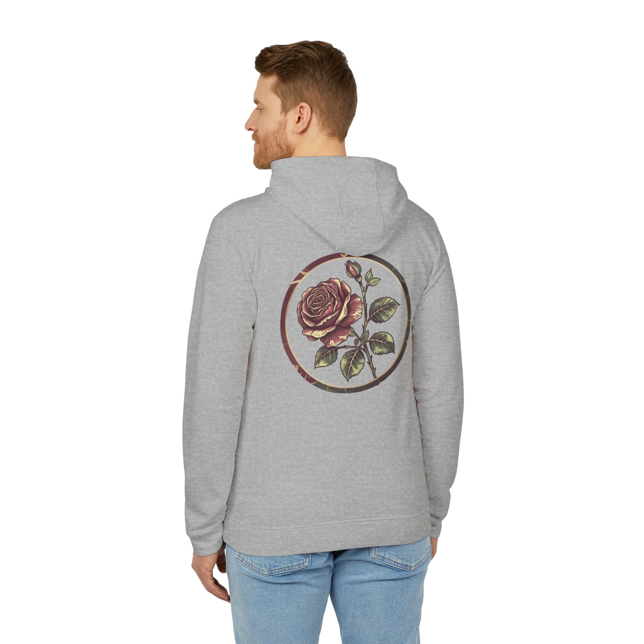 Artistic Rose Graphic Fleece Hoodie, Cozy Unisex Hoodie, Spring Fashion Hoodie, Casual Wear Hoodie, Gift for Her