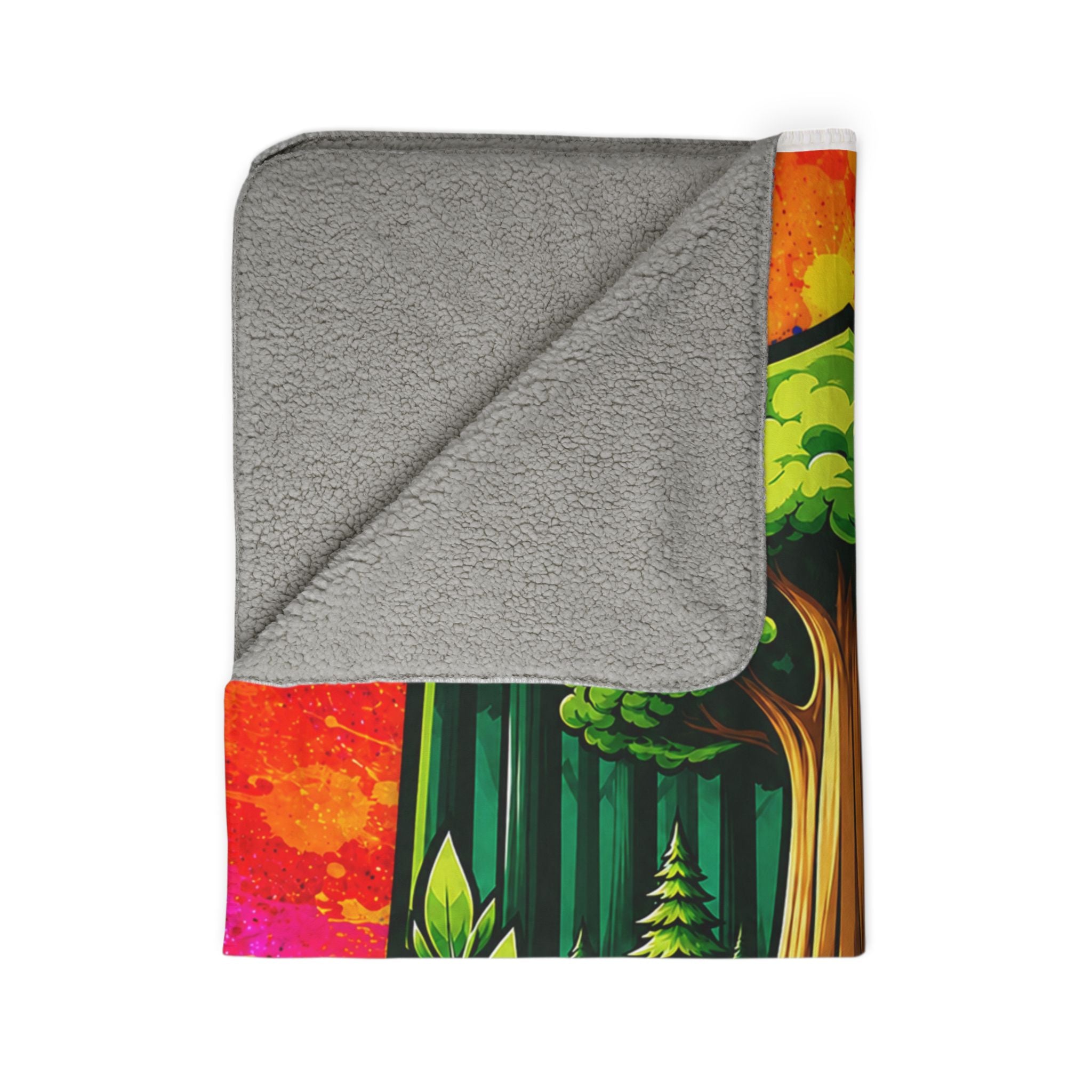 Forest Crest Sherpa Blanket — Rainbow Tie-Dye Fleece Throw