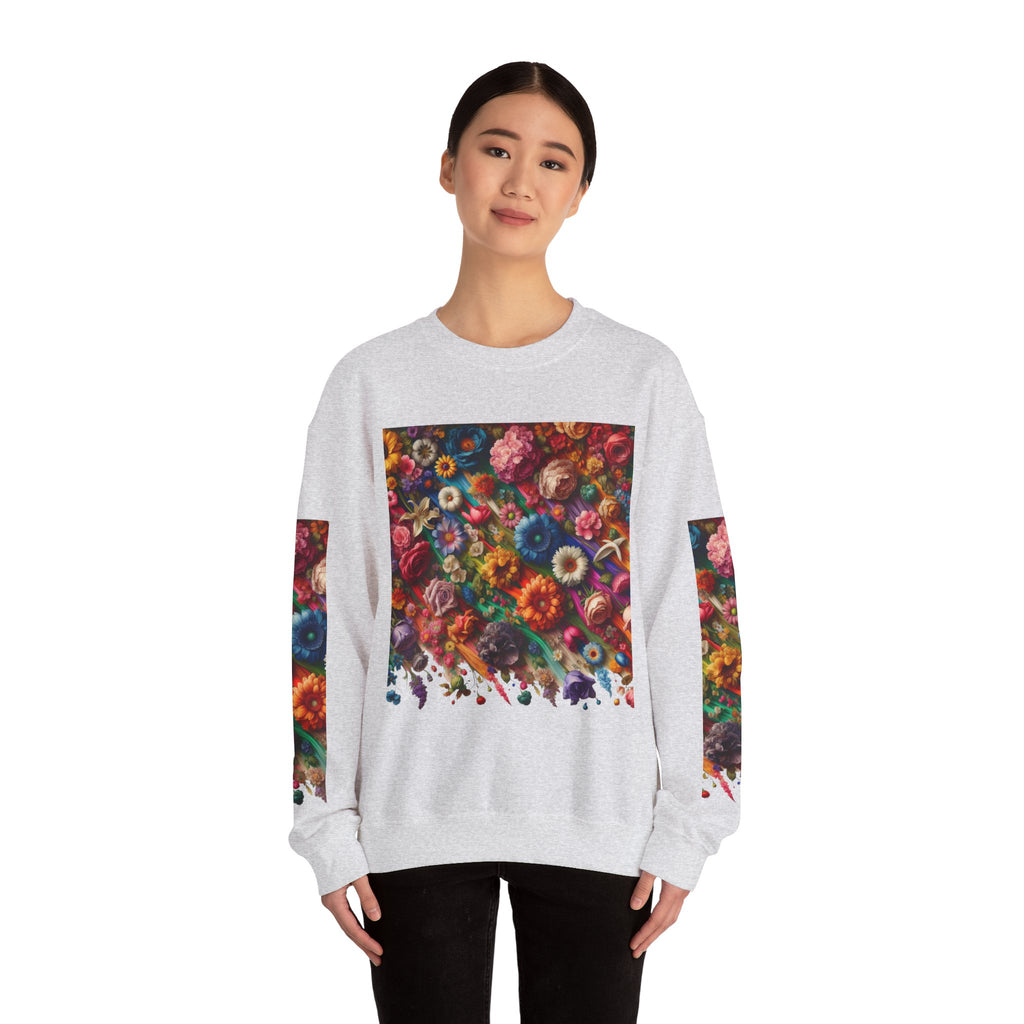 Vibrant Floral Sweatshirt, Colorful Crewneck, Cozy Unisex Pullover, Artistic Gift, Casual Style