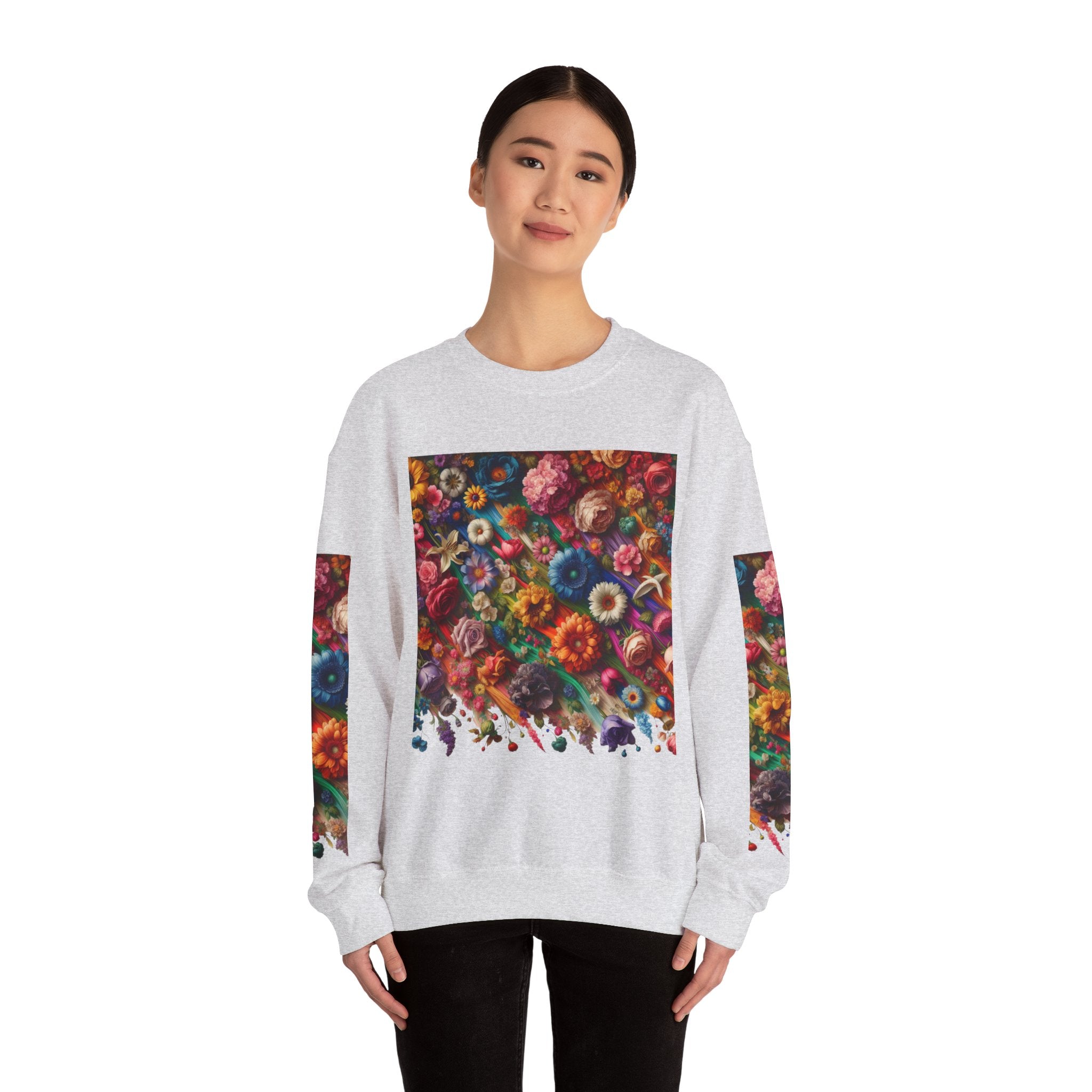 Vibrant Floral Sweatshirt, Colorful Crewneck, Cozy Unisex Pullover, Artistic Gift, Casual Style