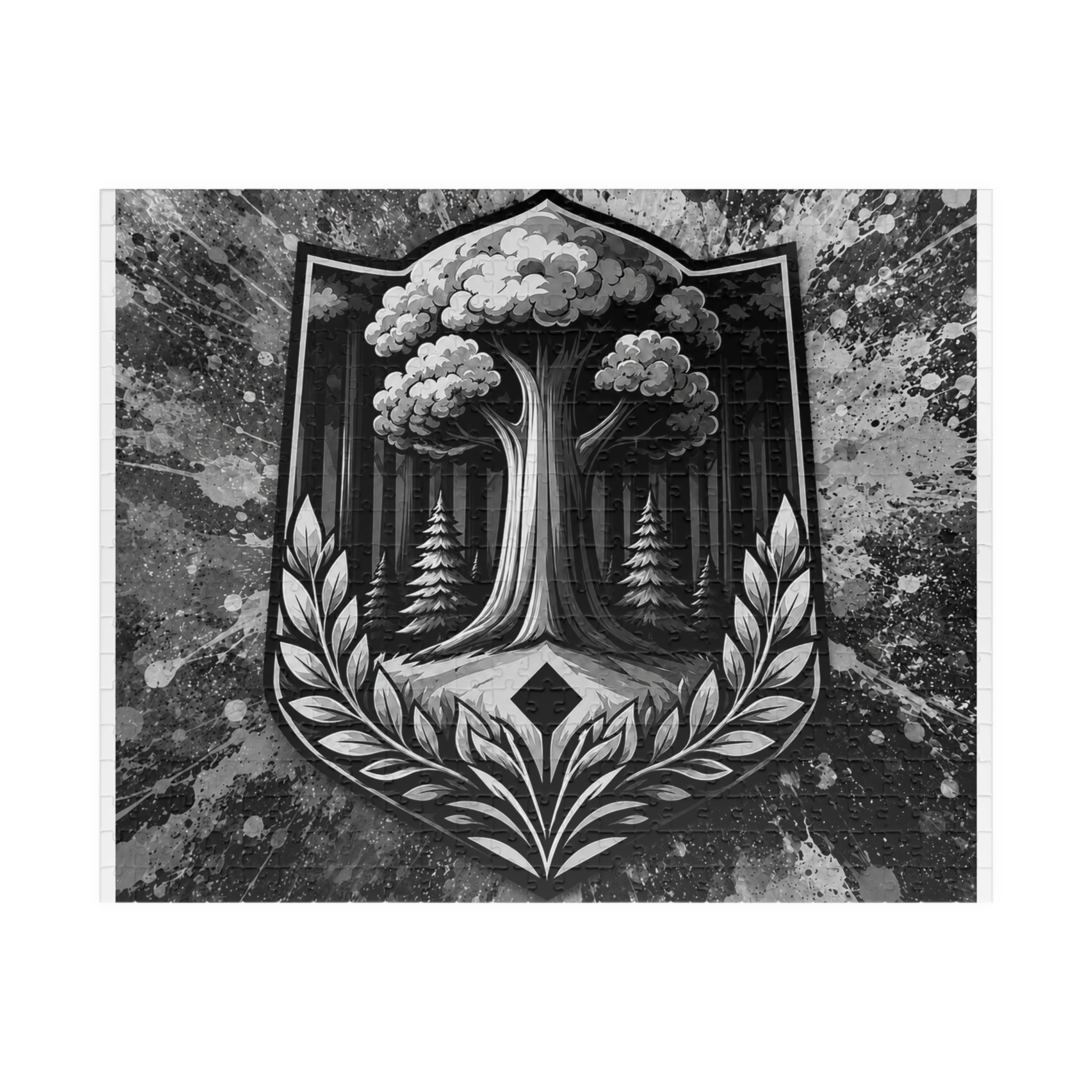 Vintage Black & White Nature Drops Puzzle — 110/252/520/1014-Piece