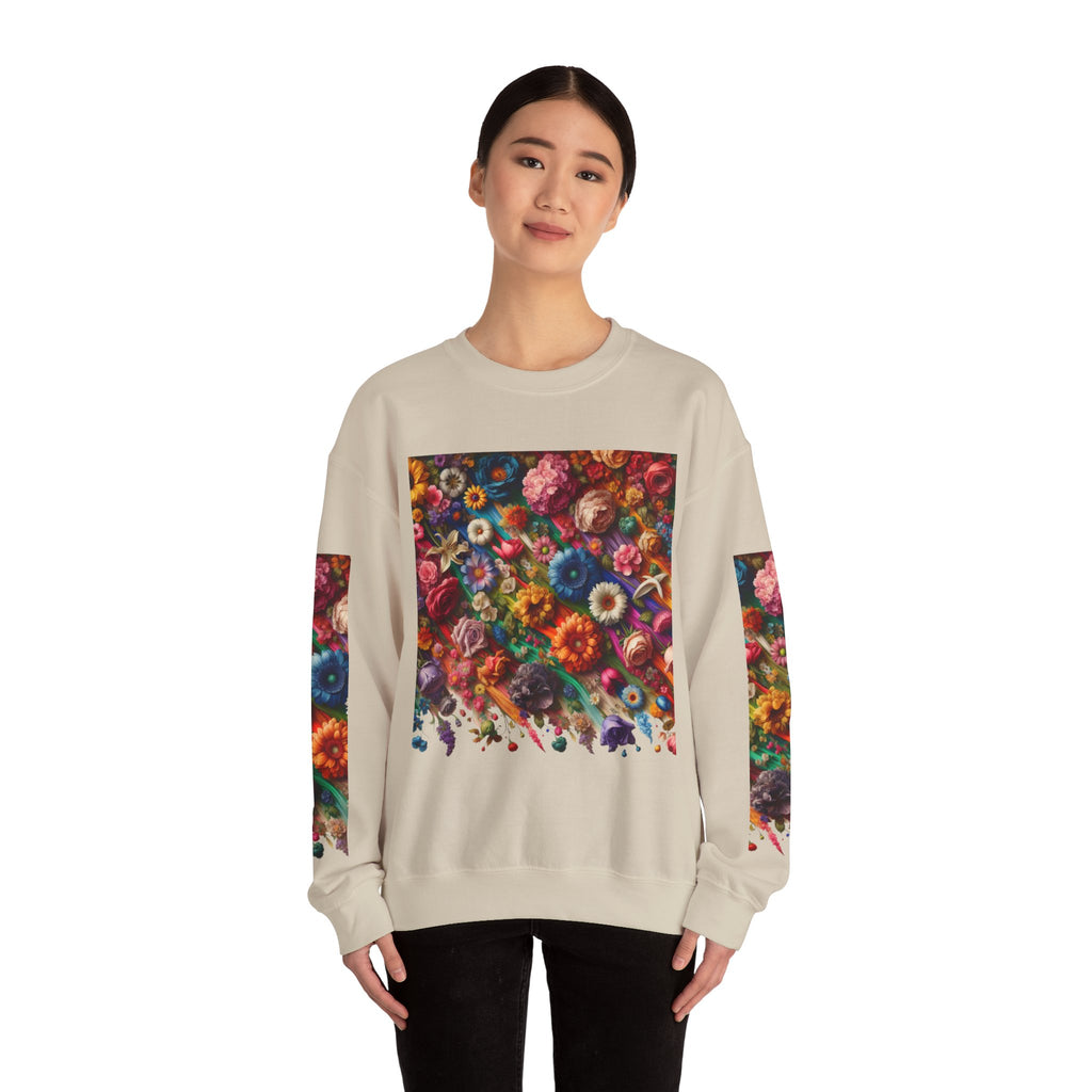 Vibrant Floral Sweatshirt, Colorful Crewneck, Cozy Unisex Pullover, Artistic Gift, Casual Style