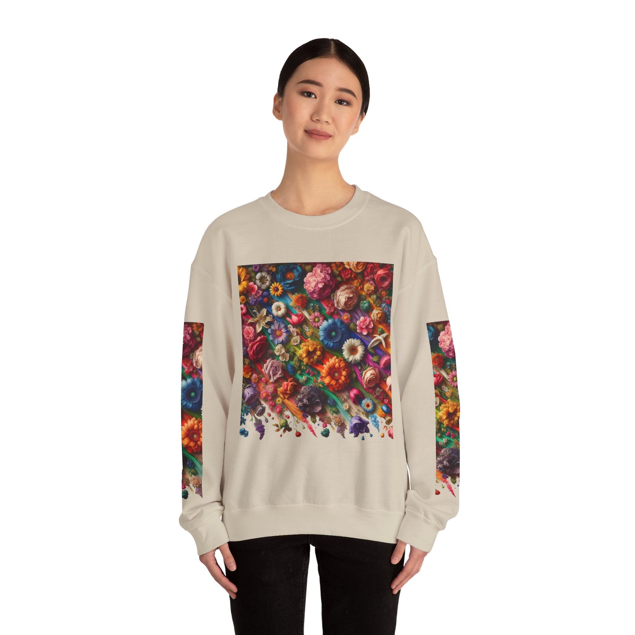 Vibrant Floral Sweatshirt, Colorful Crewneck, Cozy Unisex Pullover, Artistic Gift, Casual Style