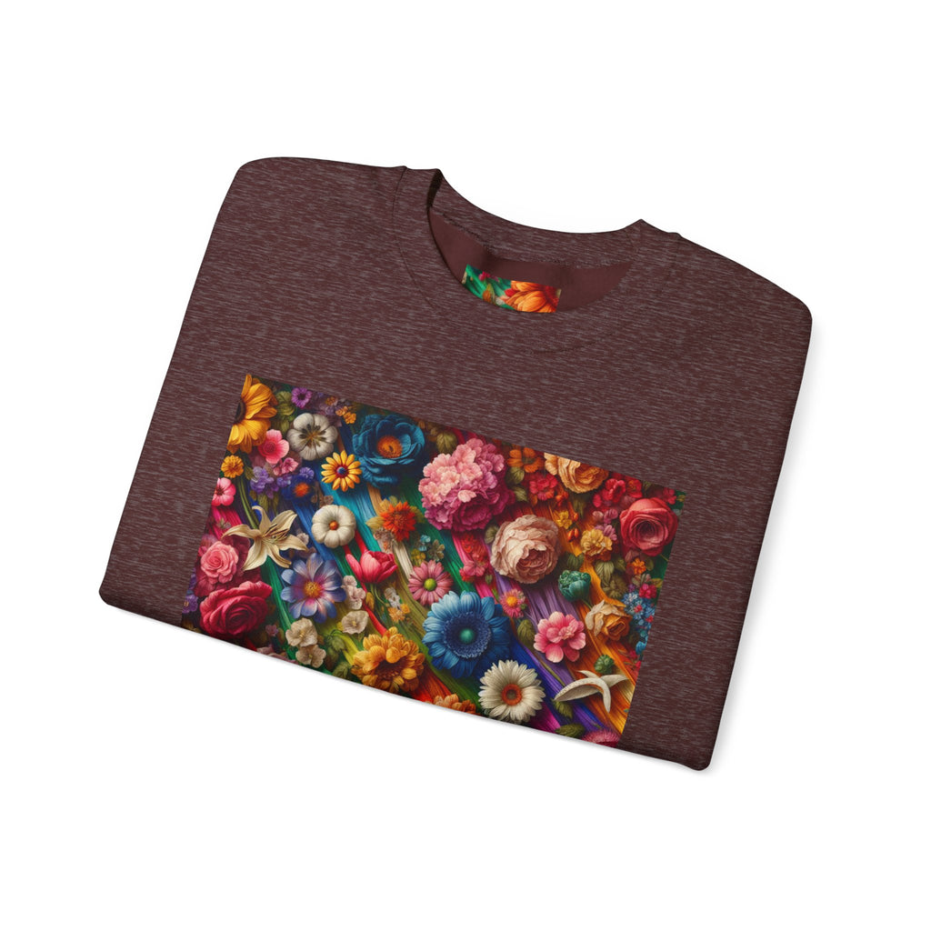 Vibrant Floral Sweatshirt, Colorful Crewneck, Cozy Unisex Pullover, Artistic Gift, Casual Style
