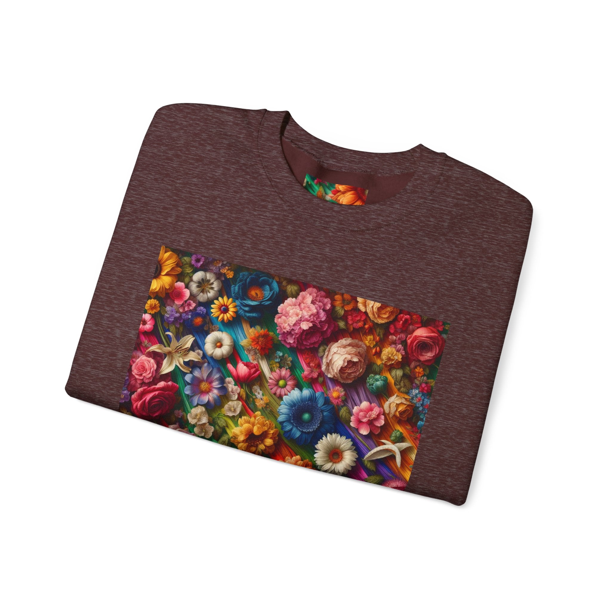 Vibrant Floral Sweatshirt, Colorful Crewneck, Cozy Unisex Pullover, Artistic Gift, Casual Style