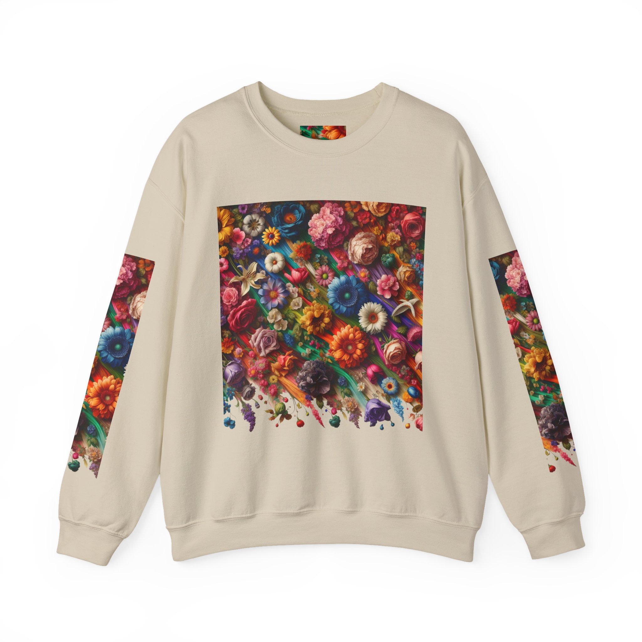 Vibrant Floral Sweatshirt, Colorful Crewneck, Cozy Unisex Pullover, Artistic Gift, Casual Style