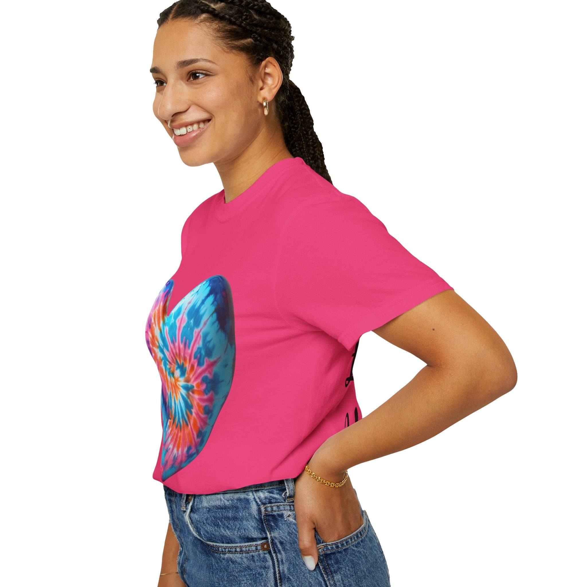 Heart Tie-Dye T-Shirt with 'Nannas Love is Unmatched' Design, Gift for Grandma, Summer Vibe Tee, Casual Wear, Birthday Gift