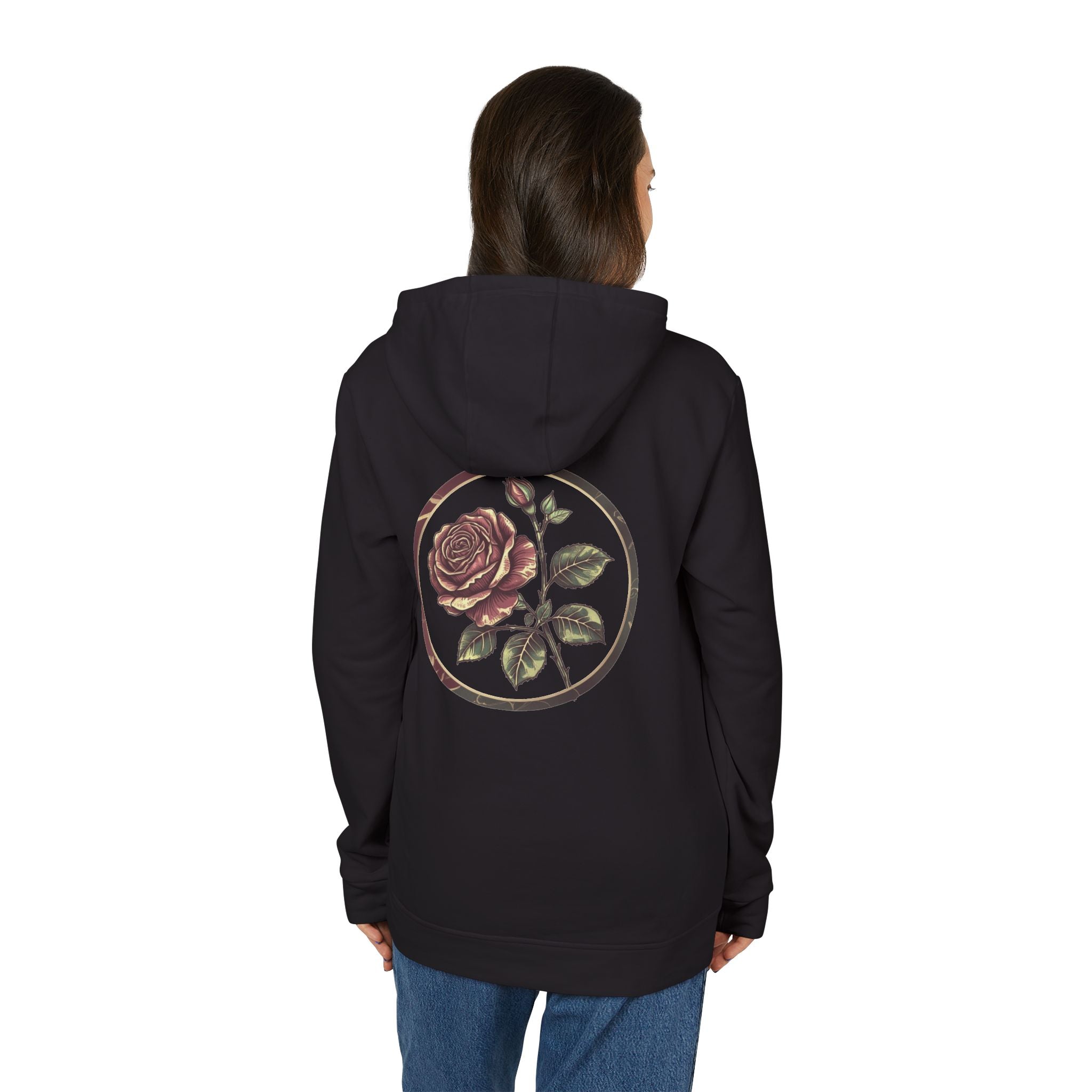 Artistic Rose Graphic Fleece Hoodie, Cozy Unisex Hoodie, Spring Fashion Hoodie, Casual Wear Hoodie, Gift for Her