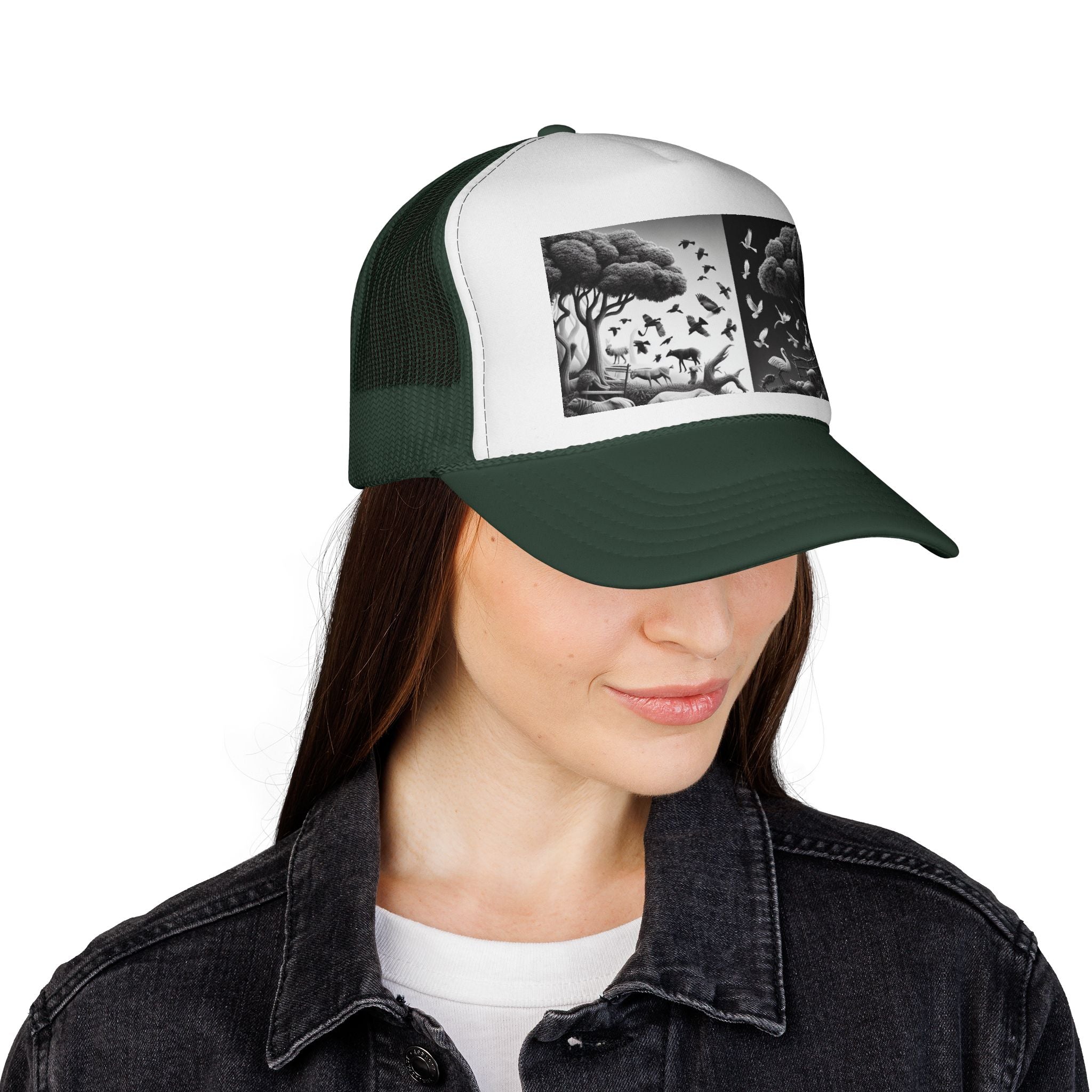 Stylish Nature-Themed Trucker Cap, Outdoor Accessories, Unisex Headwear, Summer Fashion, Gift for Nature Lovers, Camping Hat