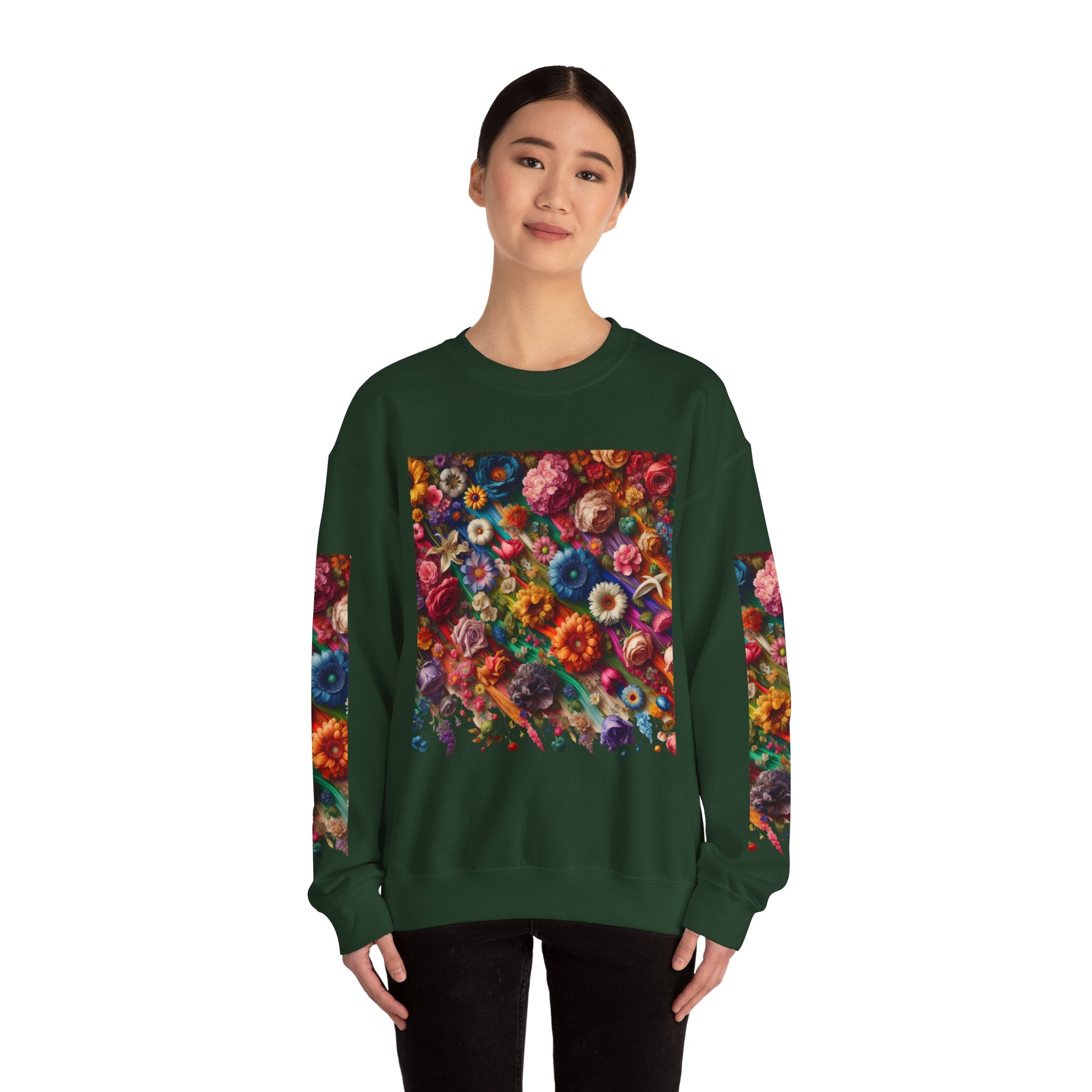 Vibrant Floral Sweatshirt, Colorful Crewneck, Cozy Unisex Pullover, Artistic Gift, Casual Style