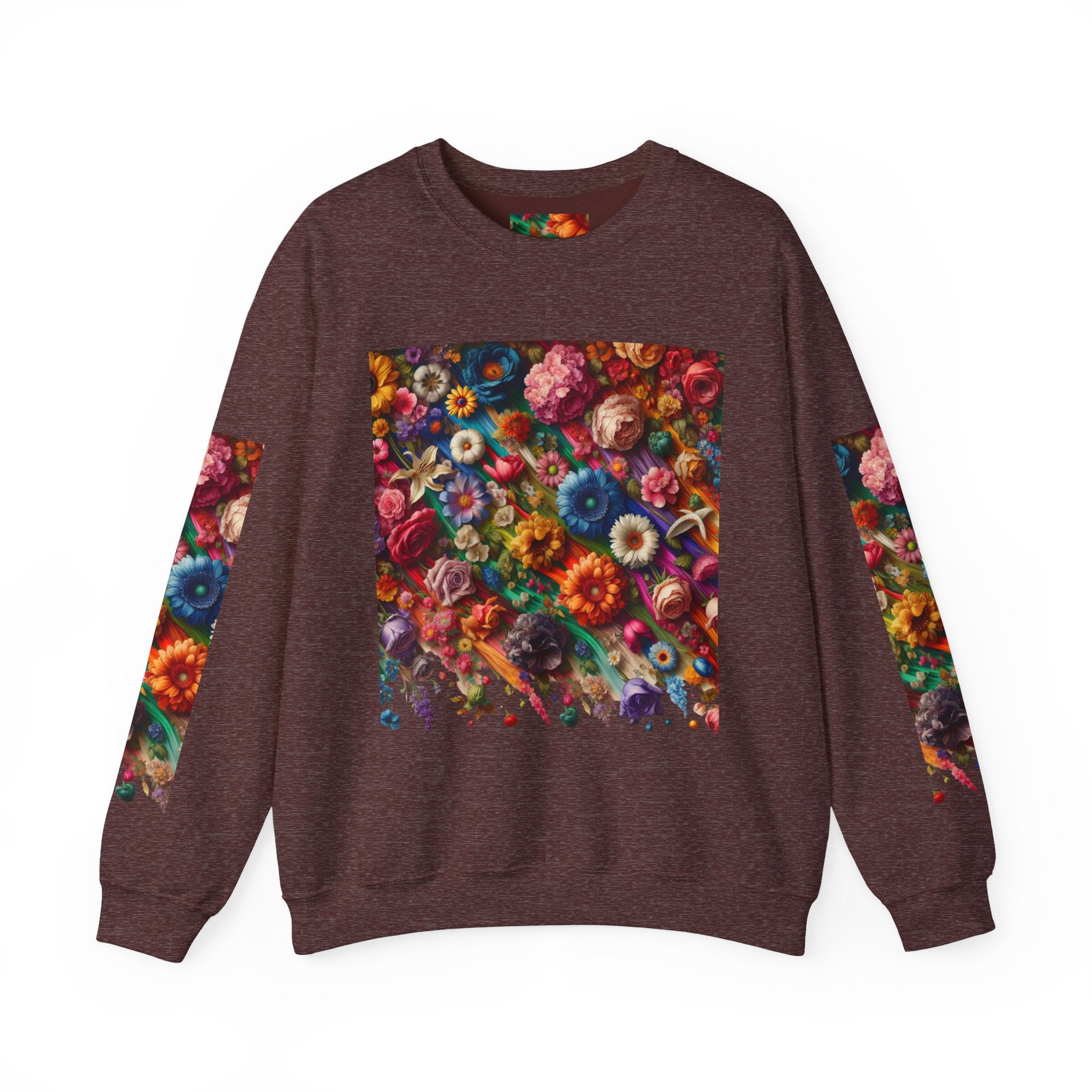 Vibrant Floral Sweatshirt, Colorful Crewneck, Cozy Unisex Pullover, Artistic Gift, Casual Style