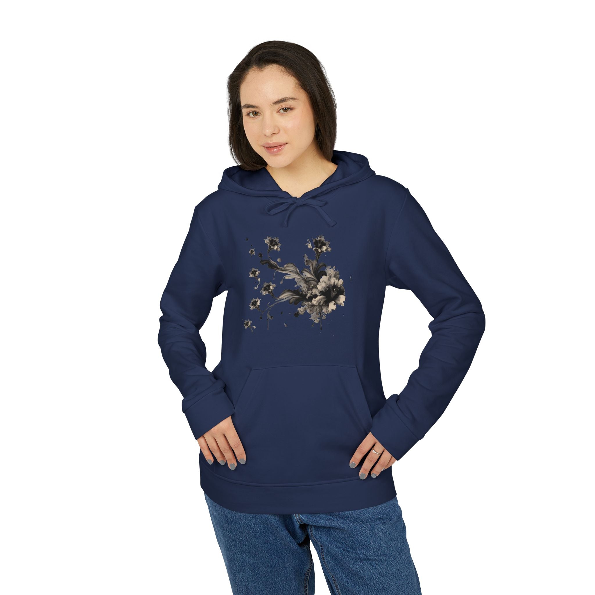 Artistic Rose Graphic Fleece Hoodie, Cozy Unisex Hoodie, Spring Fashion Hoodie, Casual Wear Hoodie, Gift for Her