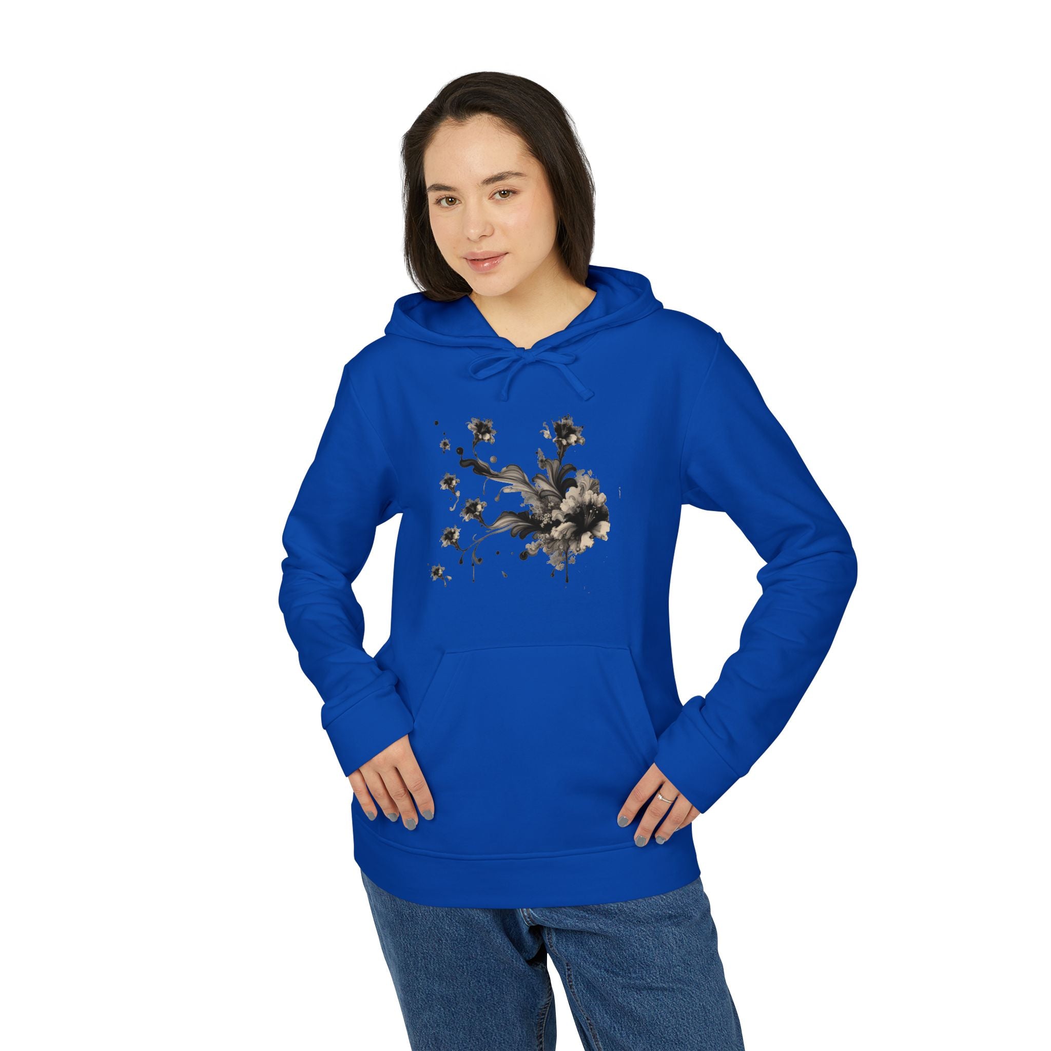 Artistic Rose Graphic Fleece Hoodie, Cozy Unisex Hoodie, Spring Fashion Hoodie, Casual Wear Hoodie, Gift for Her