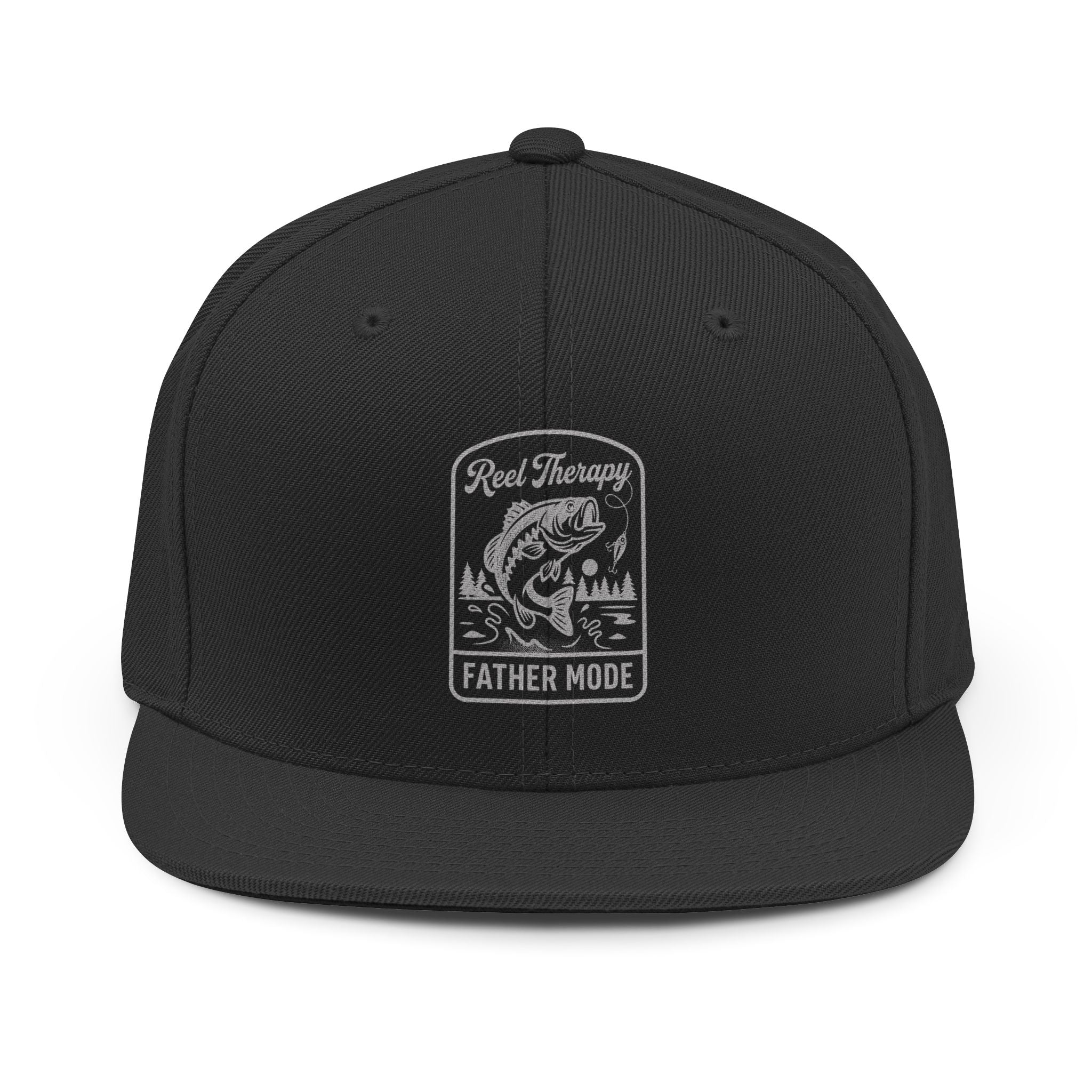 Fishing Snapback Hat — “Reel Therapy: Father Mode” Embroidered Cap