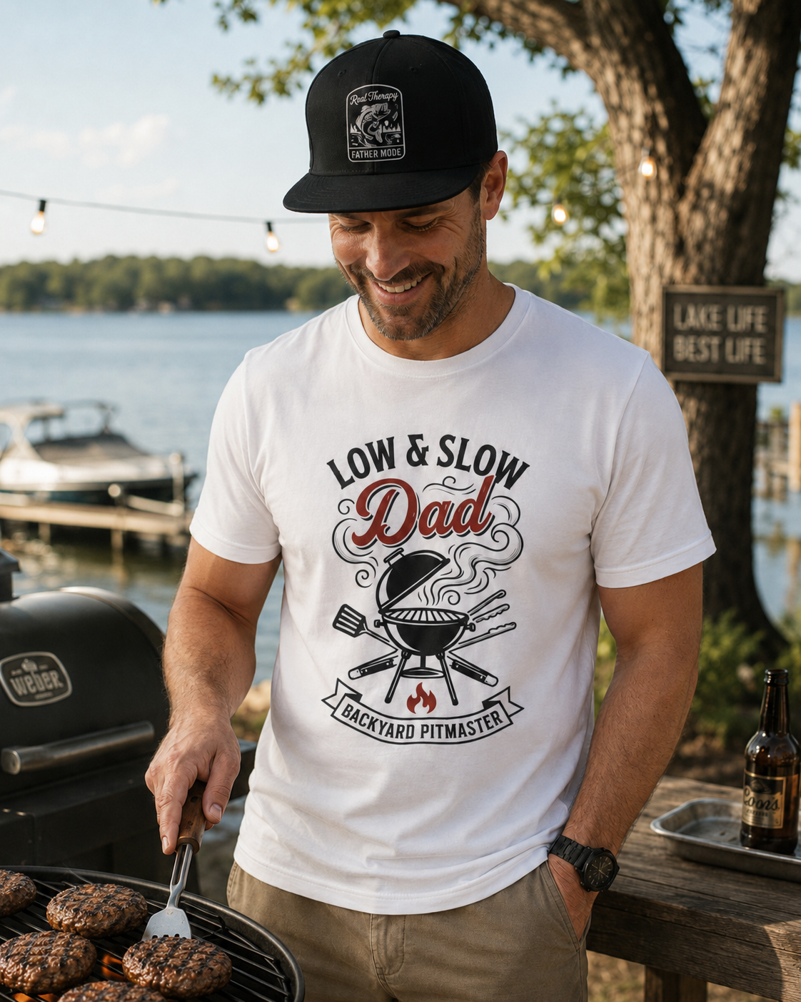 Dad Grilling T-Shirt — Vintage Old-School Grill Design