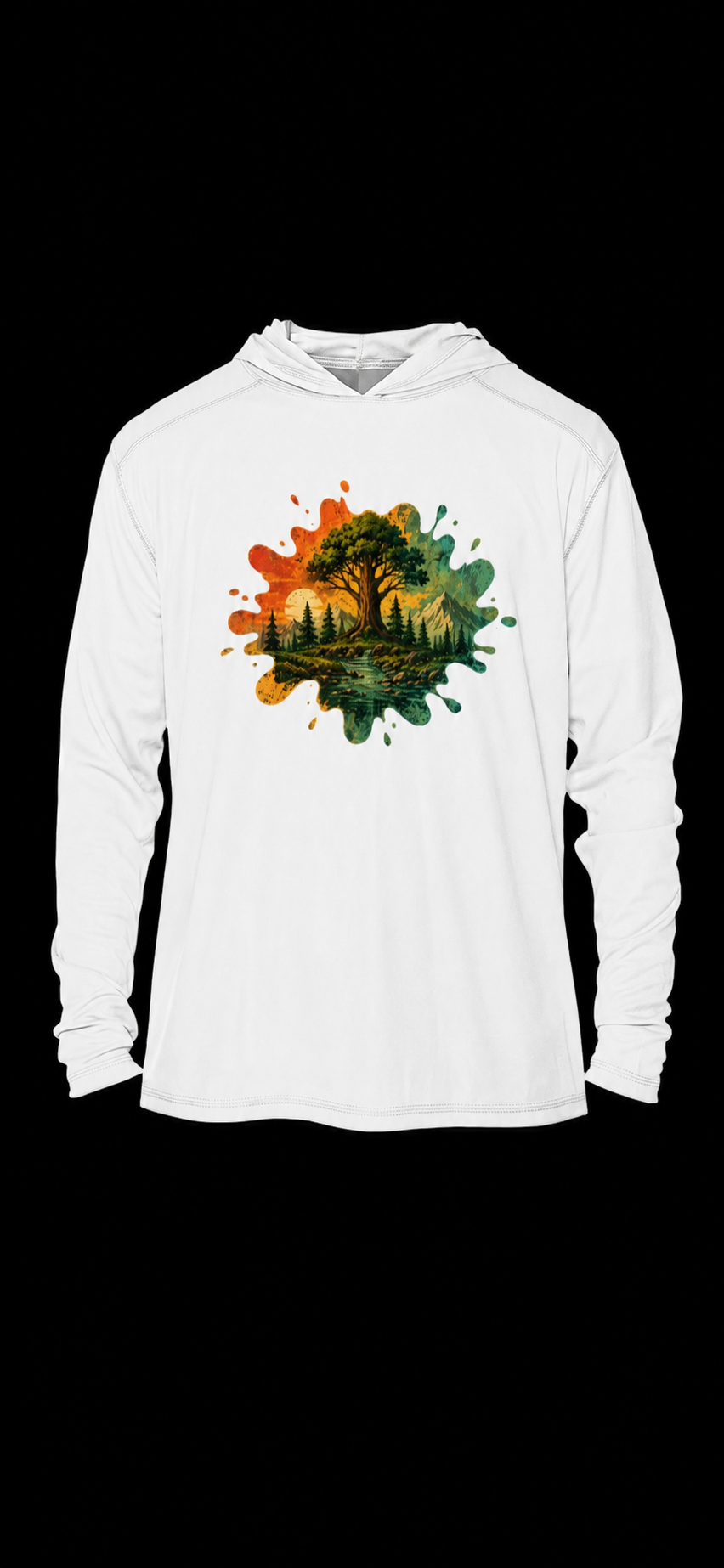 Vintage Ink Drip Solar Hoodie — Nature-Branded Outdoor Pullover