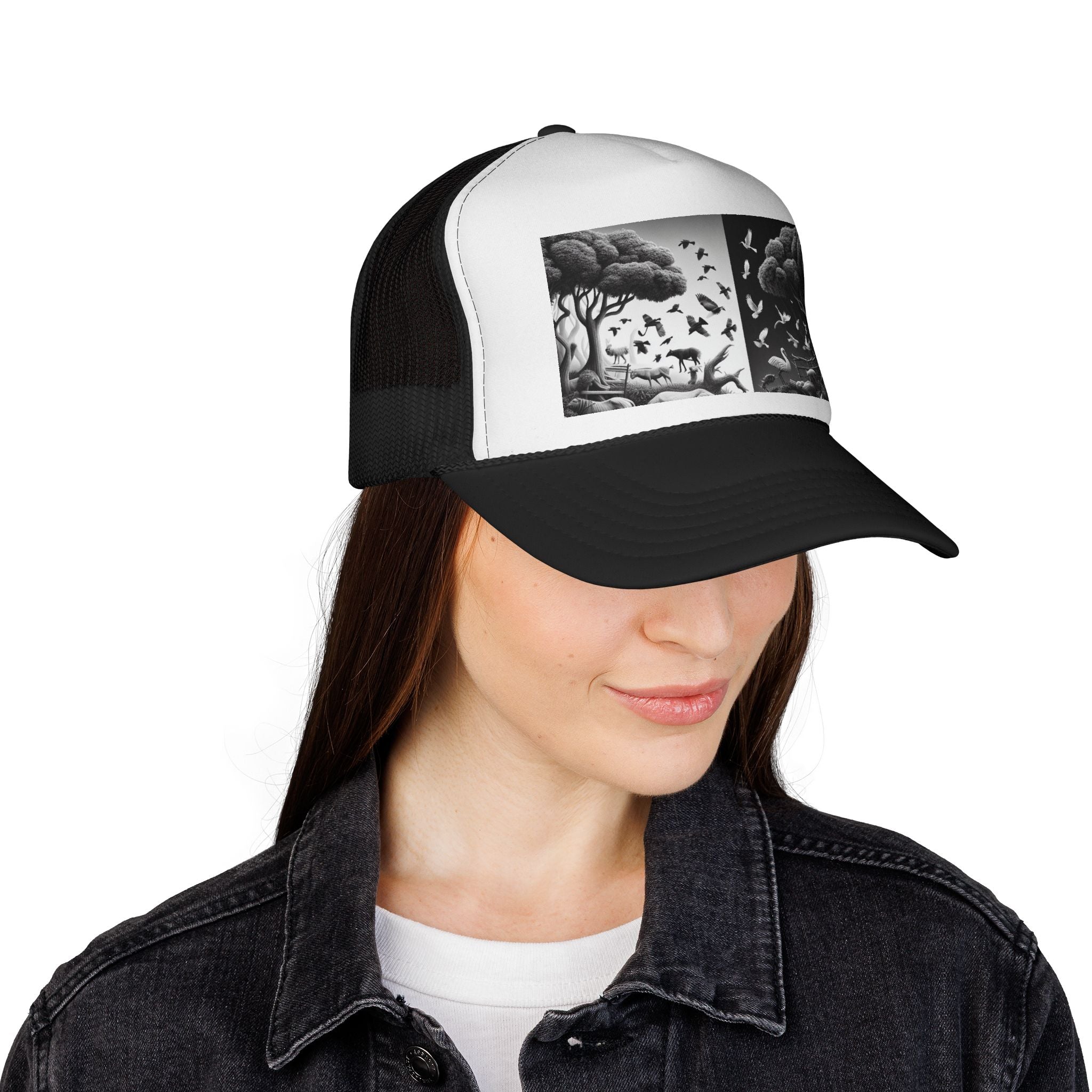 Stylish Nature-Themed Trucker Cap, Outdoor Accessories, Unisex Headwear, Summer Fashion, Gift for Nature Lovers, Camping Hat