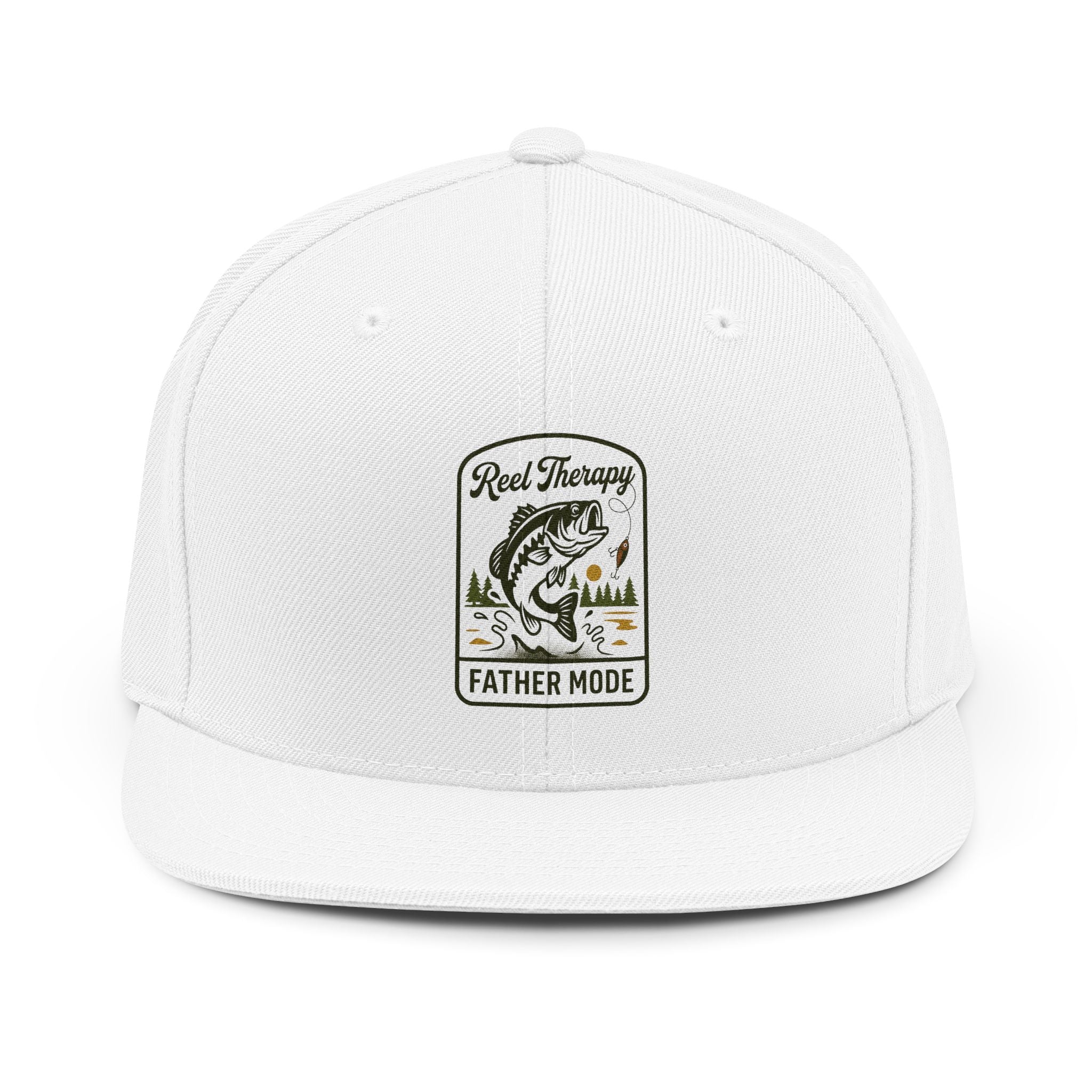 Fishing Snapback Hat — “Reel Therapy: Father Mode” Embroidered Cap