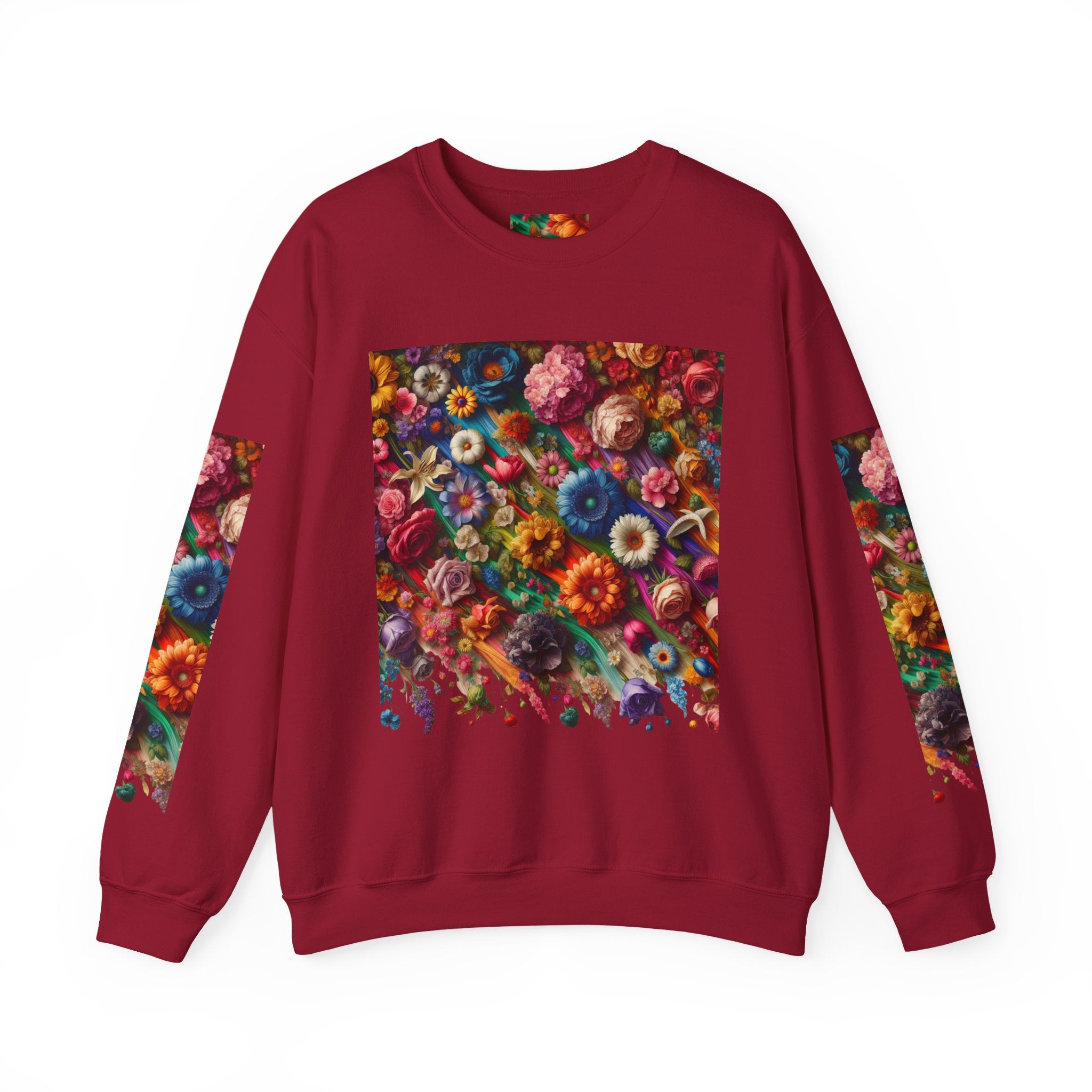 Vibrant Floral Sweatshirt, Colorful Crewneck, Cozy Unisex Pullover, Artistic Gift, Casual Style