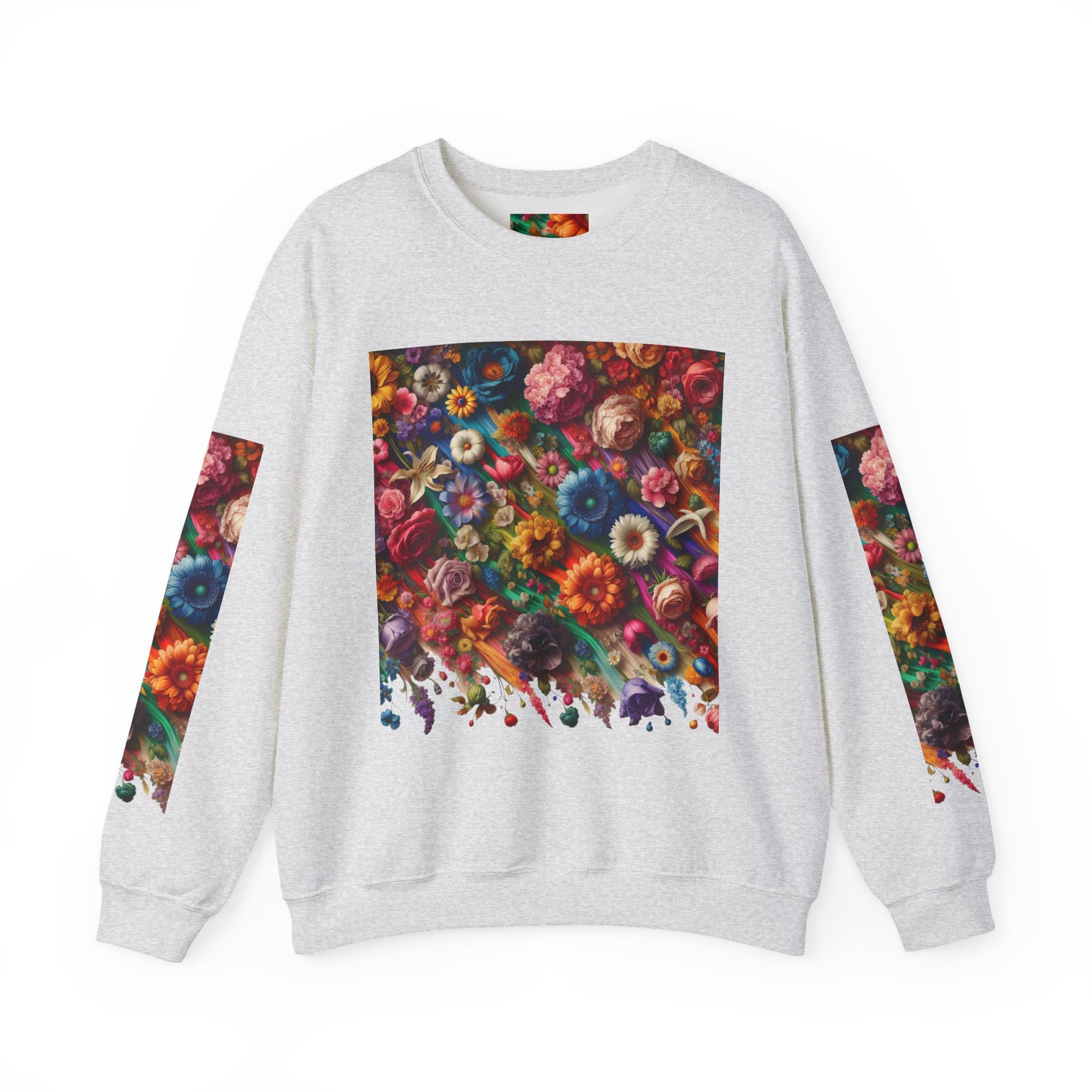 Vibrant Floral Sweatshirt, Colorful Crewneck, Cozy Unisex Pullover, Artistic Gift, Casual Style
