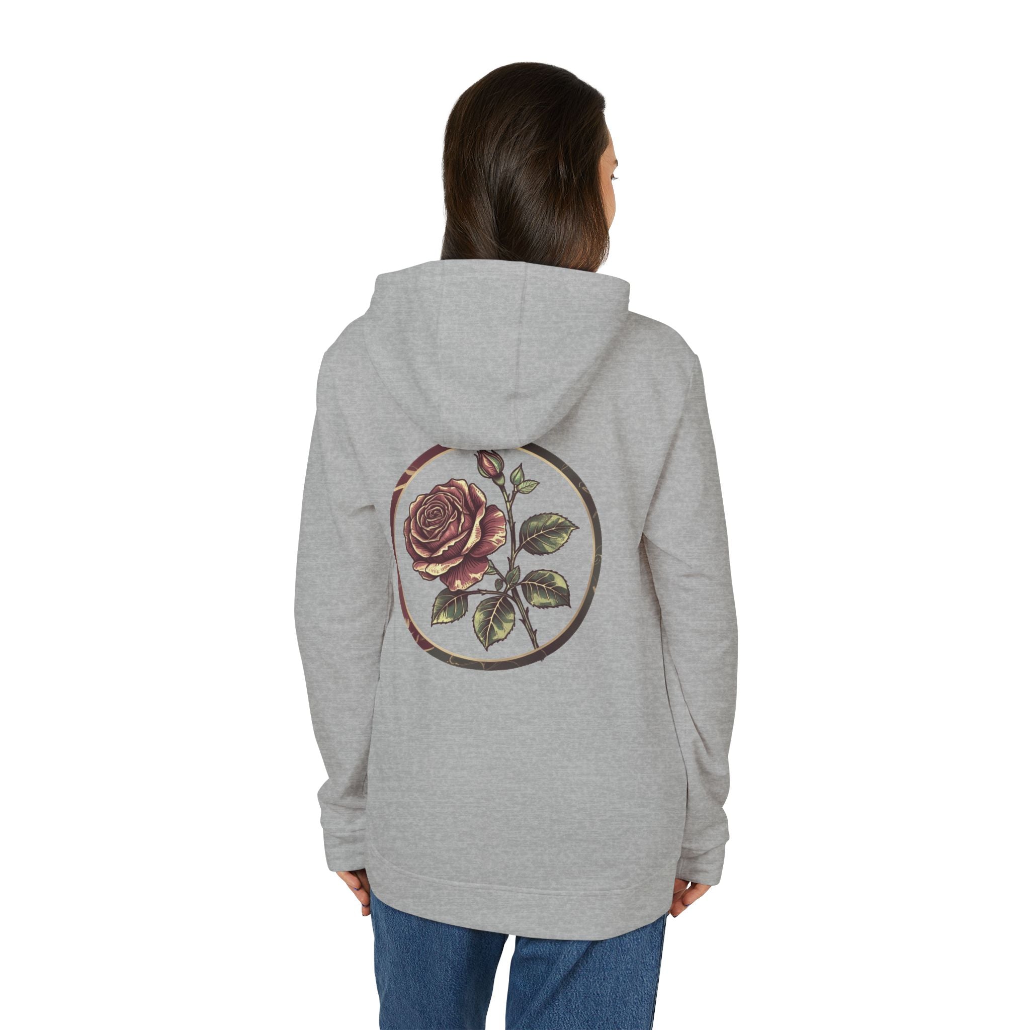 Artistic Rose Graphic Fleece Hoodie, Cozy Unisex Hoodie, Spring Fashion Hoodie, Casual Wear Hoodie, Gift for Her