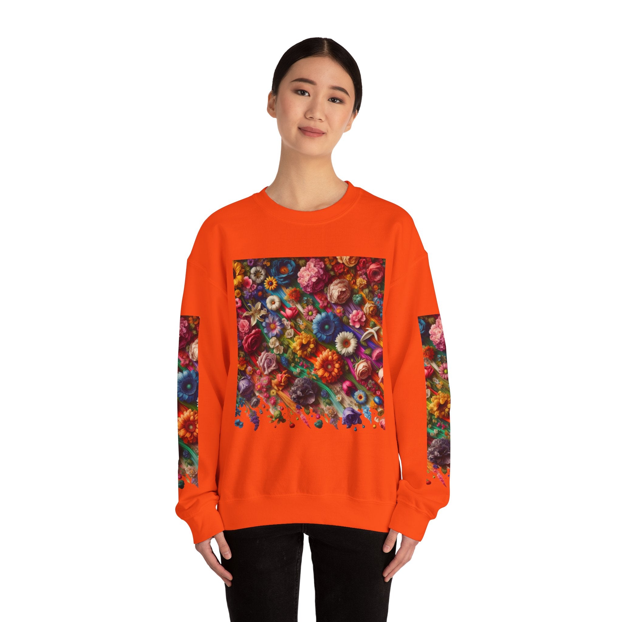 Vibrant Floral Sweatshirt, Colorful Crewneck, Cozy Unisex Pullover, Artistic Gift, Casual Style