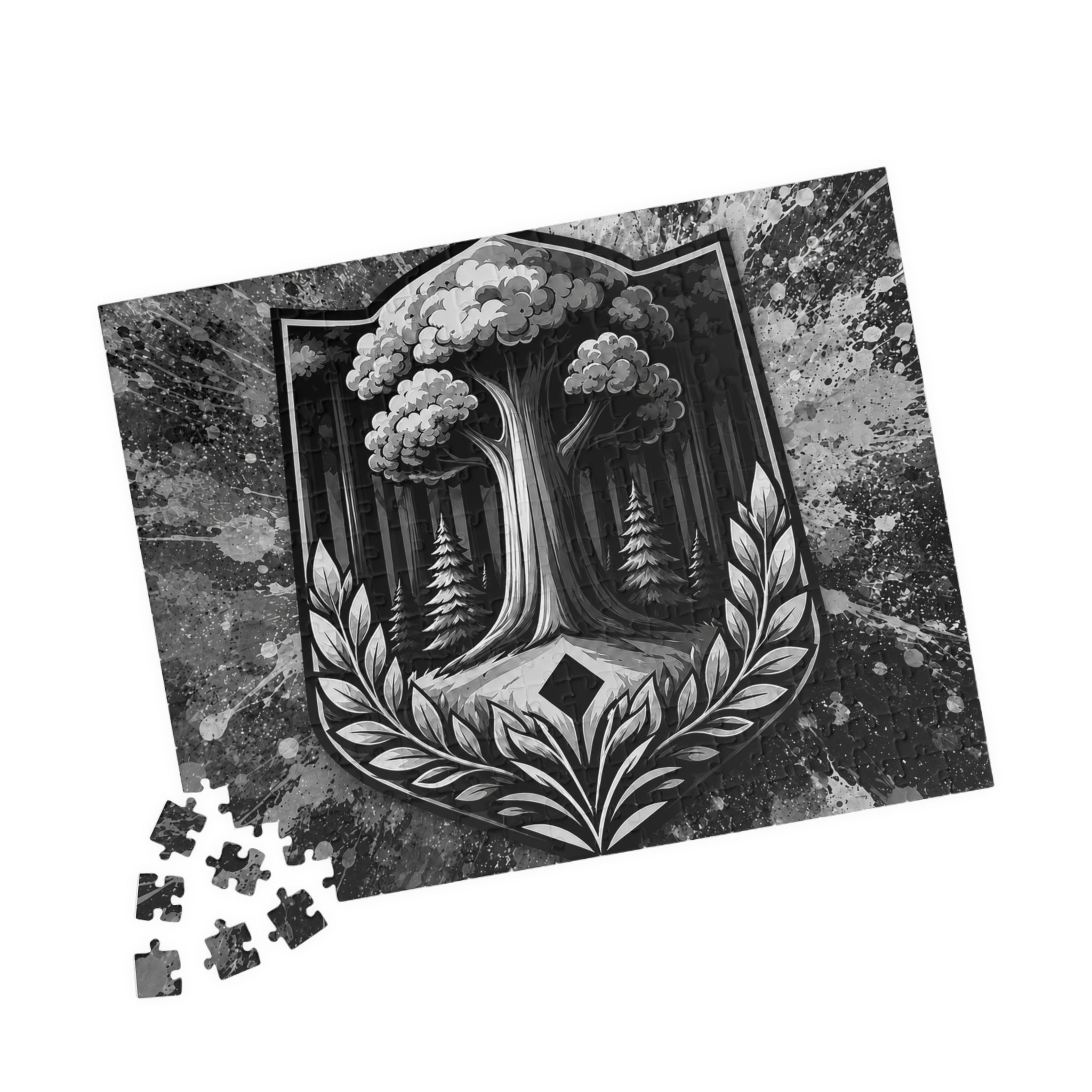 Vintage Black & White Nature Drops Puzzle — 110/252/520/1014-Piece