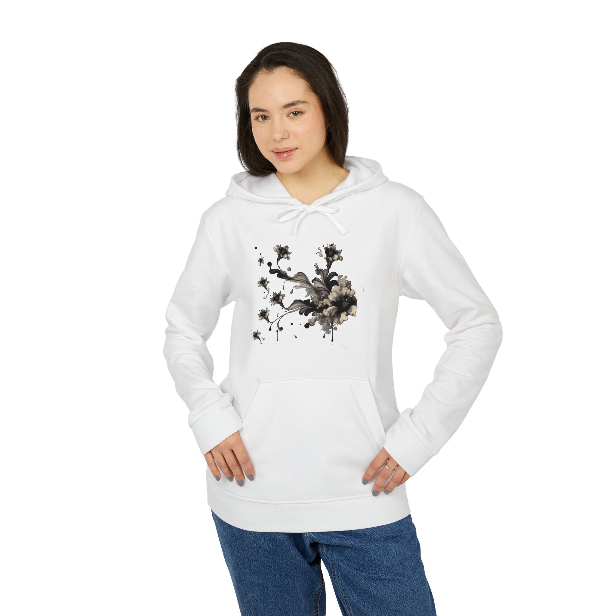 Artistic Rose Graphic Fleece Hoodie, Cozy Unisex Hoodie, Spring Fashion Hoodie, Casual Wear Hoodie, Gift for Her