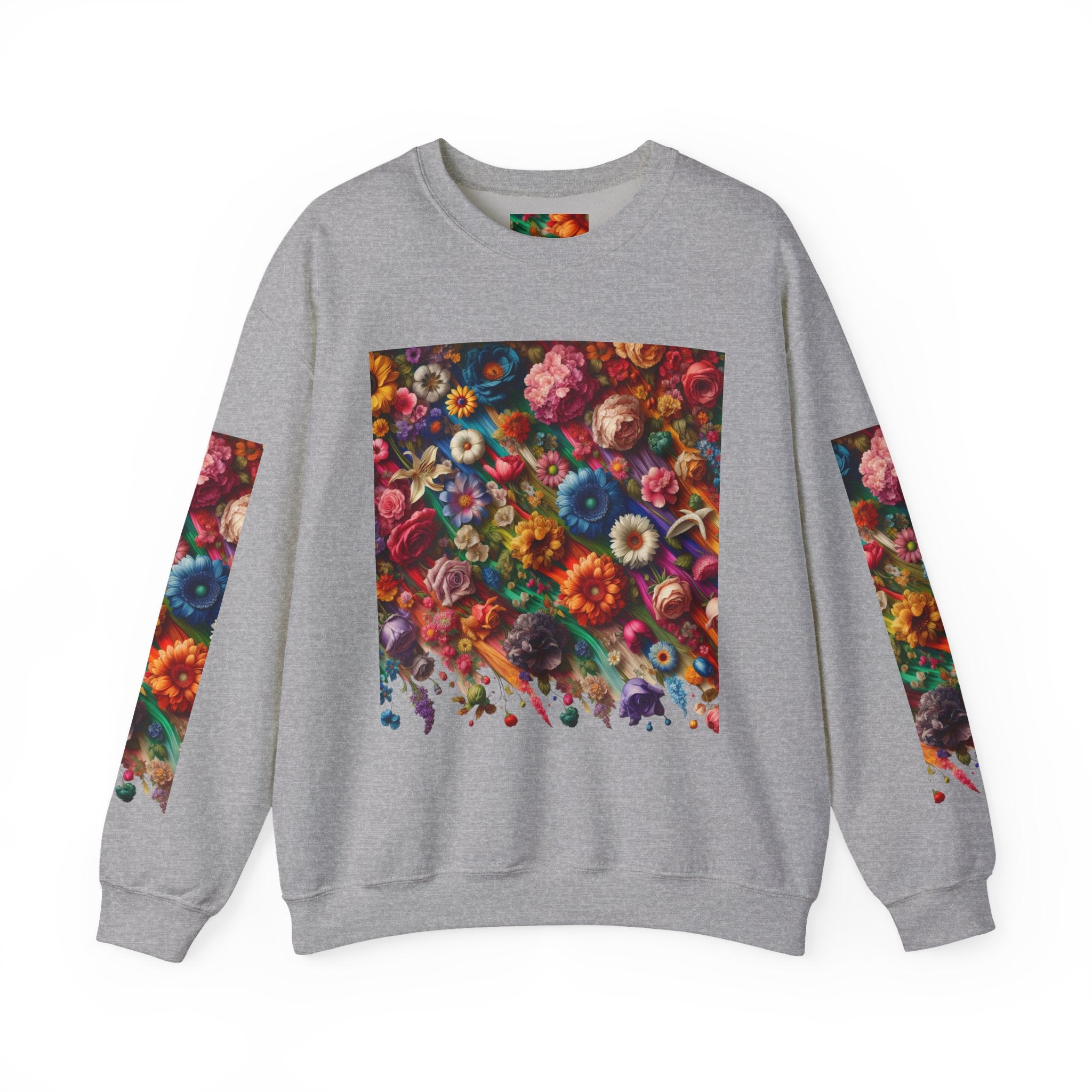 Vibrant Floral Sweatshirt, Colorful Crewneck, Cozy Unisex Pullover, Artistic Gift, Casual Style