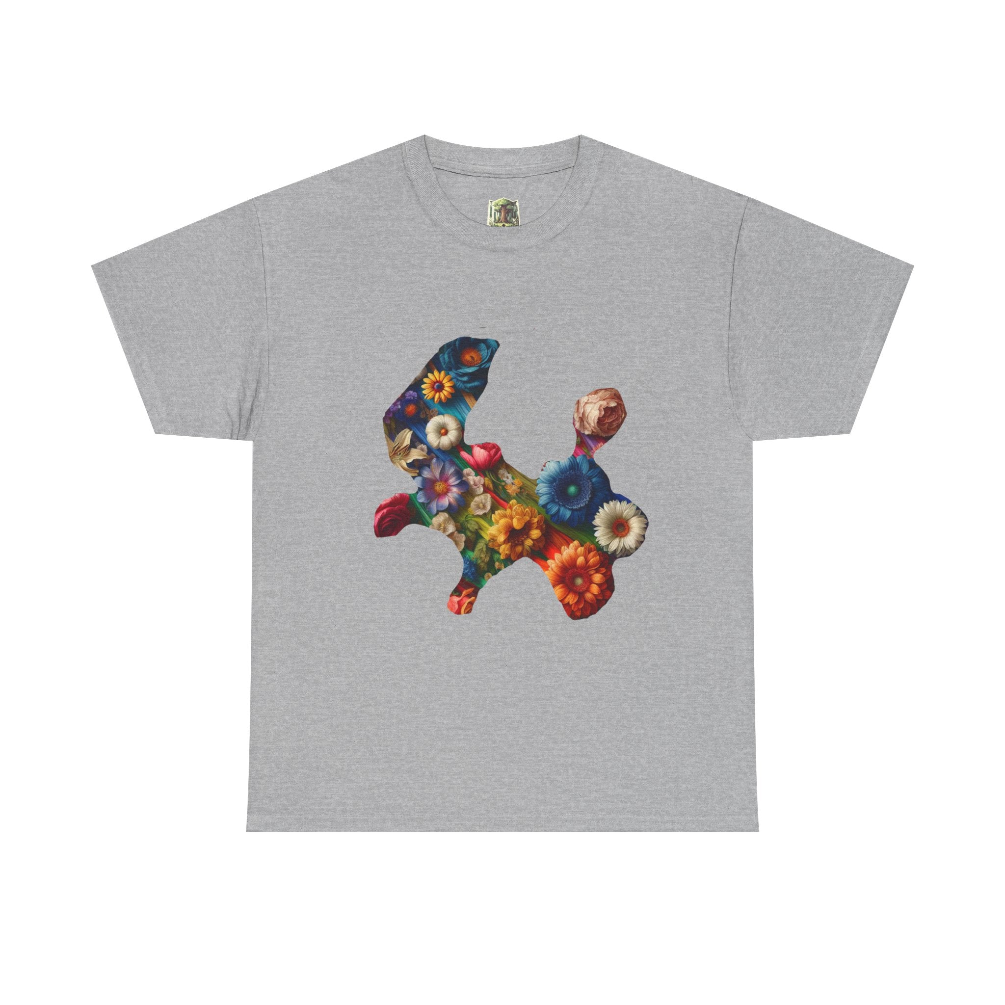 Floral Rabbit Tee, Unisex Art Tee, Cute Graphic T-Shirt, Casual Gift, Spring Outfit, Botanical Shirt