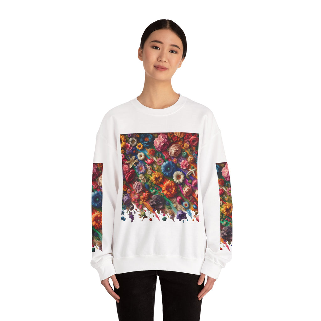 Vibrant Floral Sweatshirt, Colorful Crewneck, Cozy Unisex Pullover, Artistic Gift, Casual Style