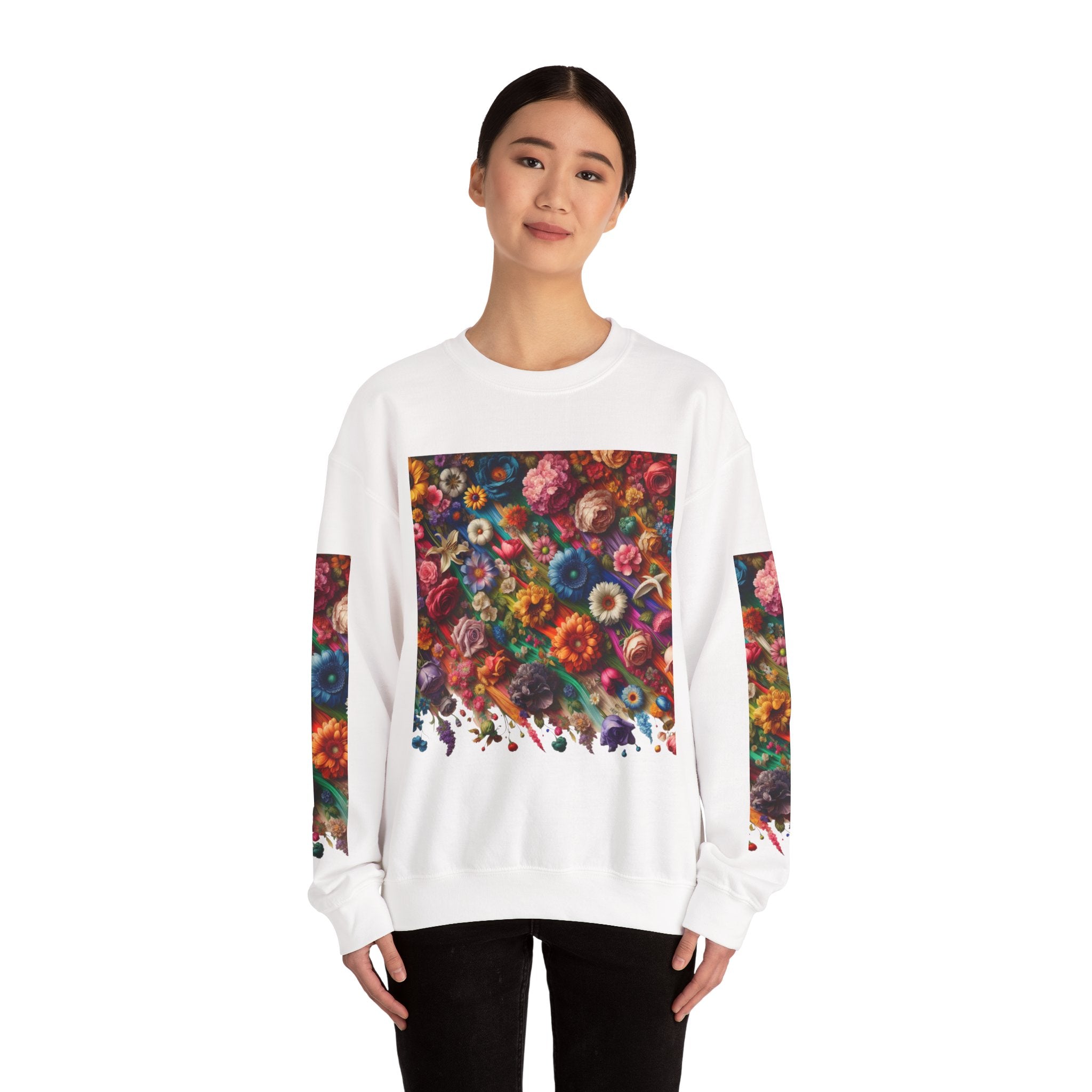 Vibrant Floral Sweatshirt, Colorful Crewneck, Cozy Unisex Pullover, Artistic Gift, Casual Style