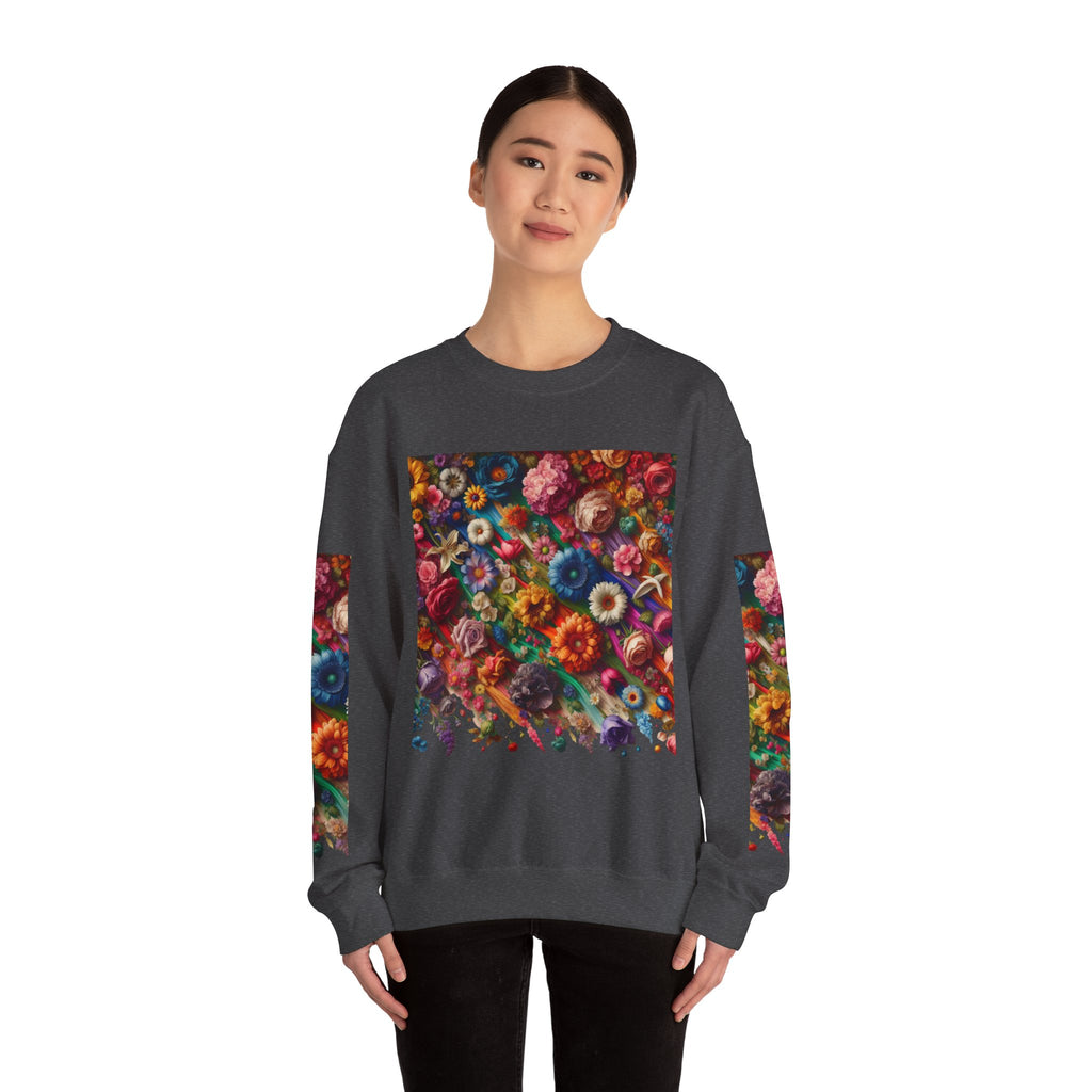 Vibrant Floral Sweatshirt, Colorful Crewneck, Cozy Unisex Pullover, Artistic Gift, Casual Style