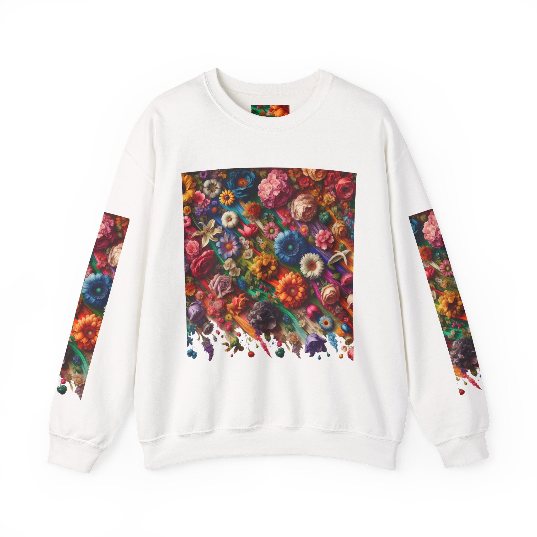 Vibrant Floral Sweatshirt, Colorful Crewneck, Cozy Unisex Pullover, Artistic Gift, Casual Style