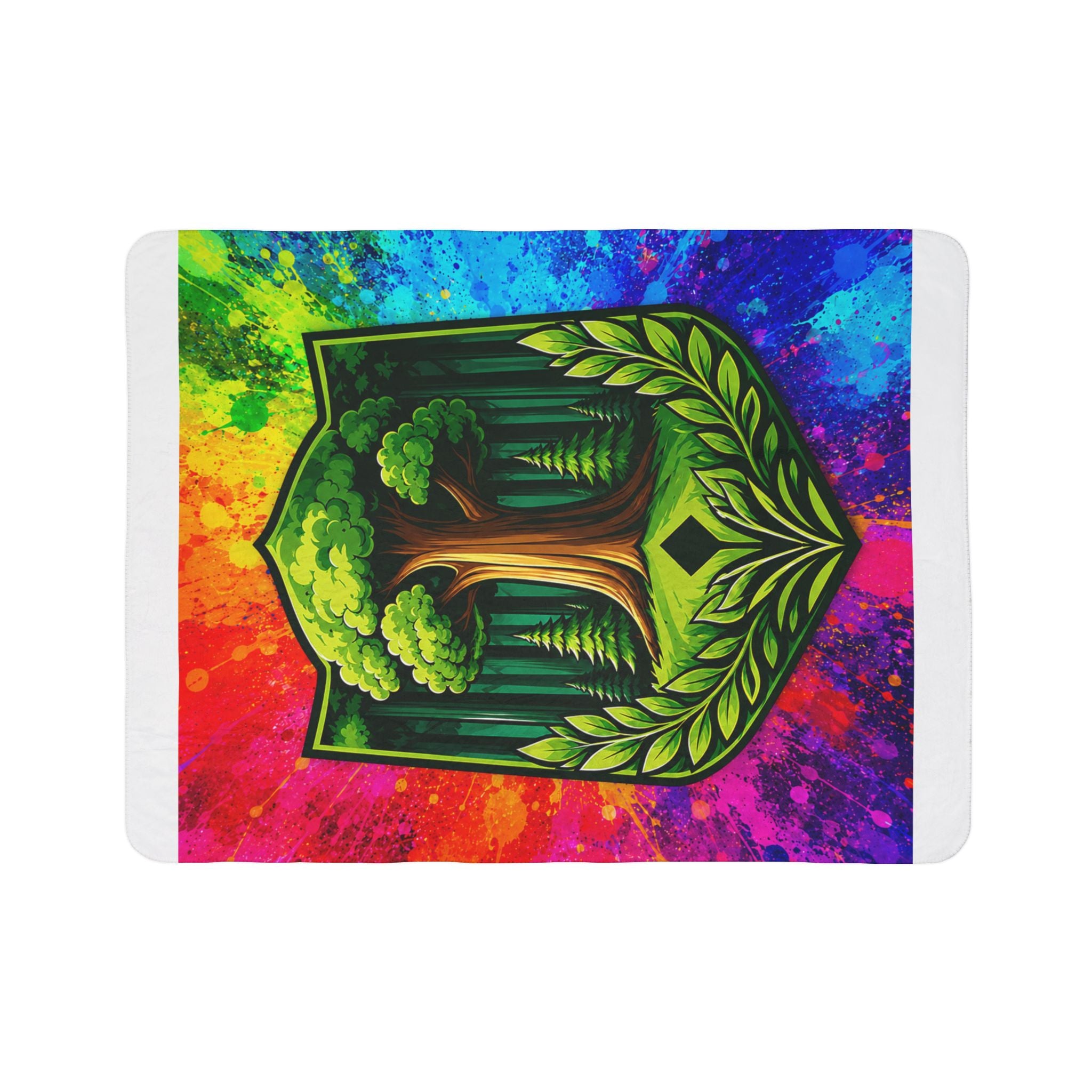 Forest Crest Sherpa Blanket — Rainbow Tie-Dye Fleece Throw