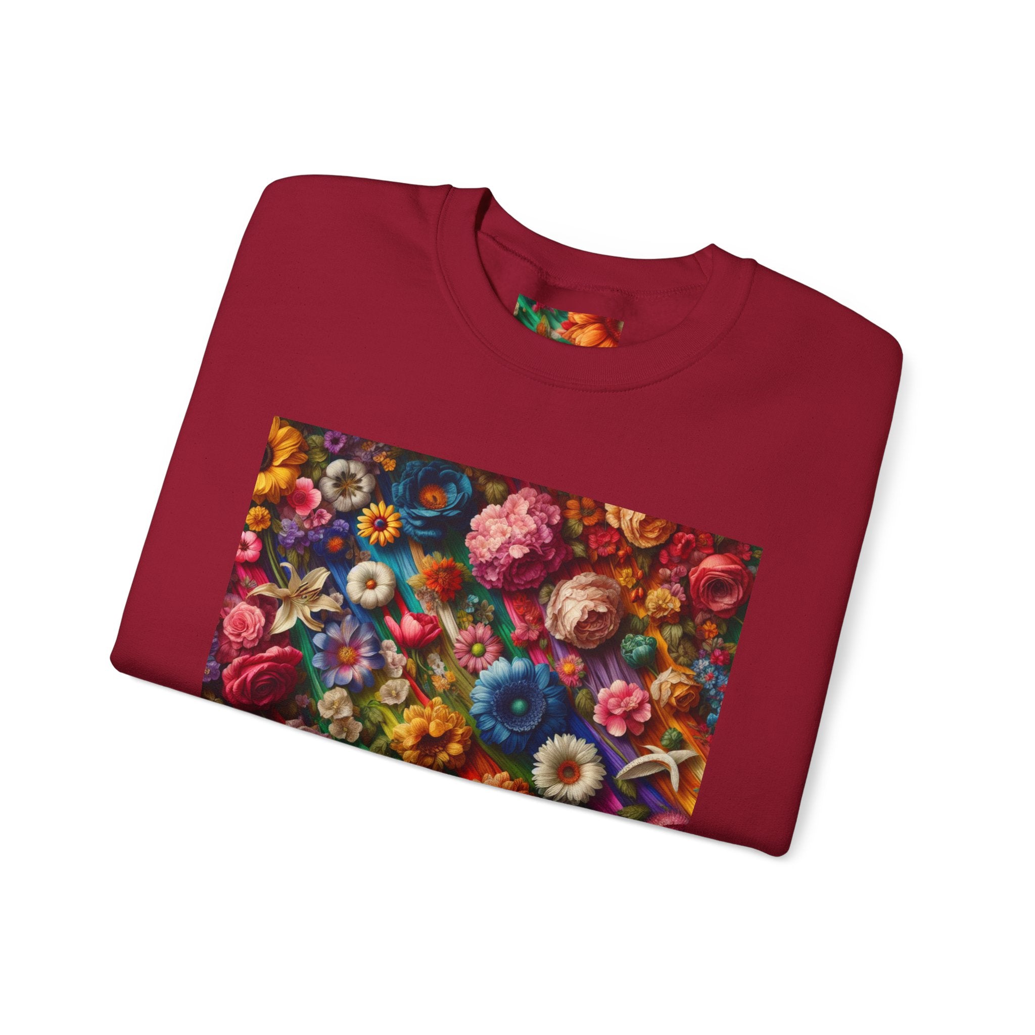 Vibrant Floral Sweatshirt, Colorful Crewneck, Cozy Unisex Pullover, Artistic Gift, Casual Style