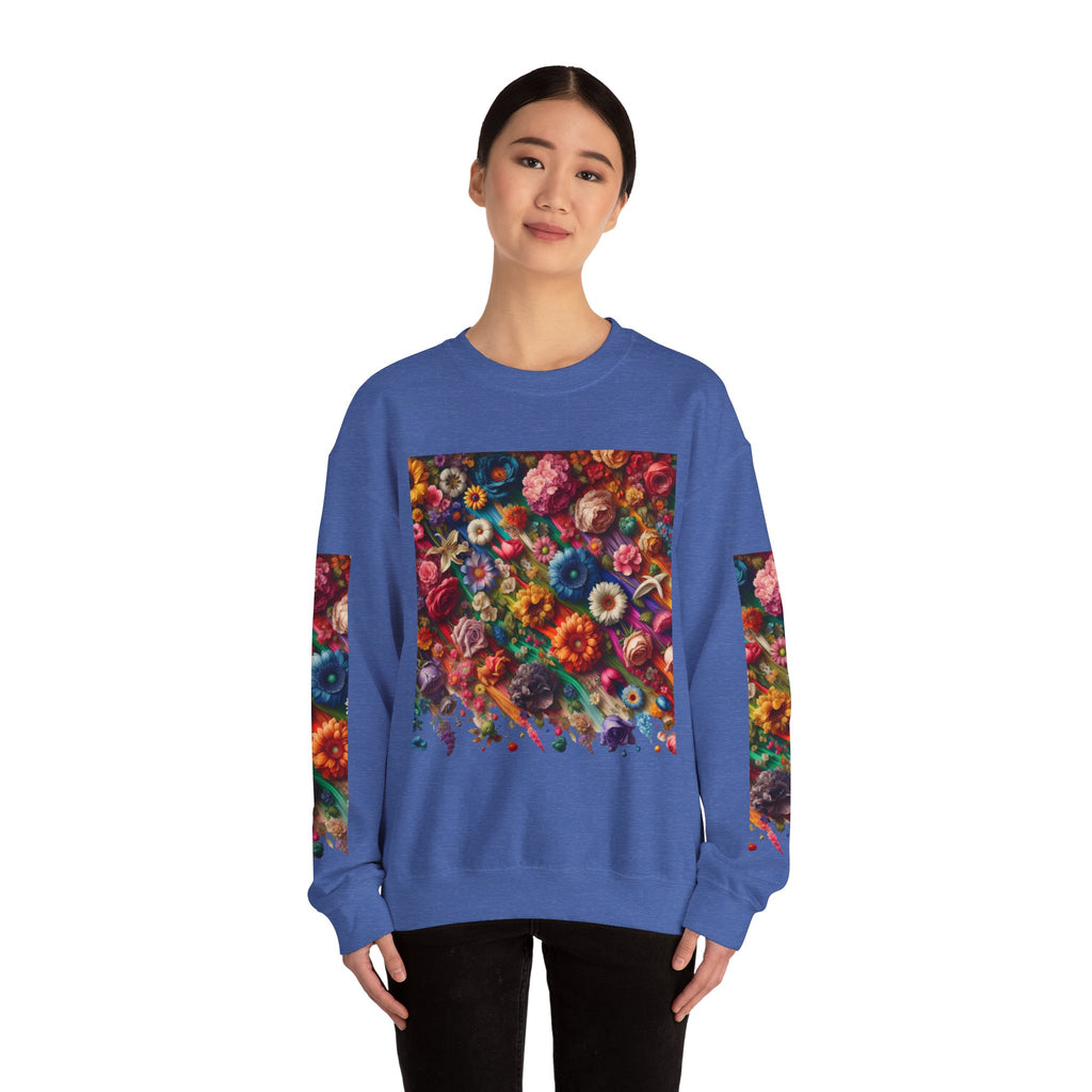 Vibrant Floral Sweatshirt, Colorful Crewneck, Cozy Unisex Pullover, Artistic Gift, Casual Style