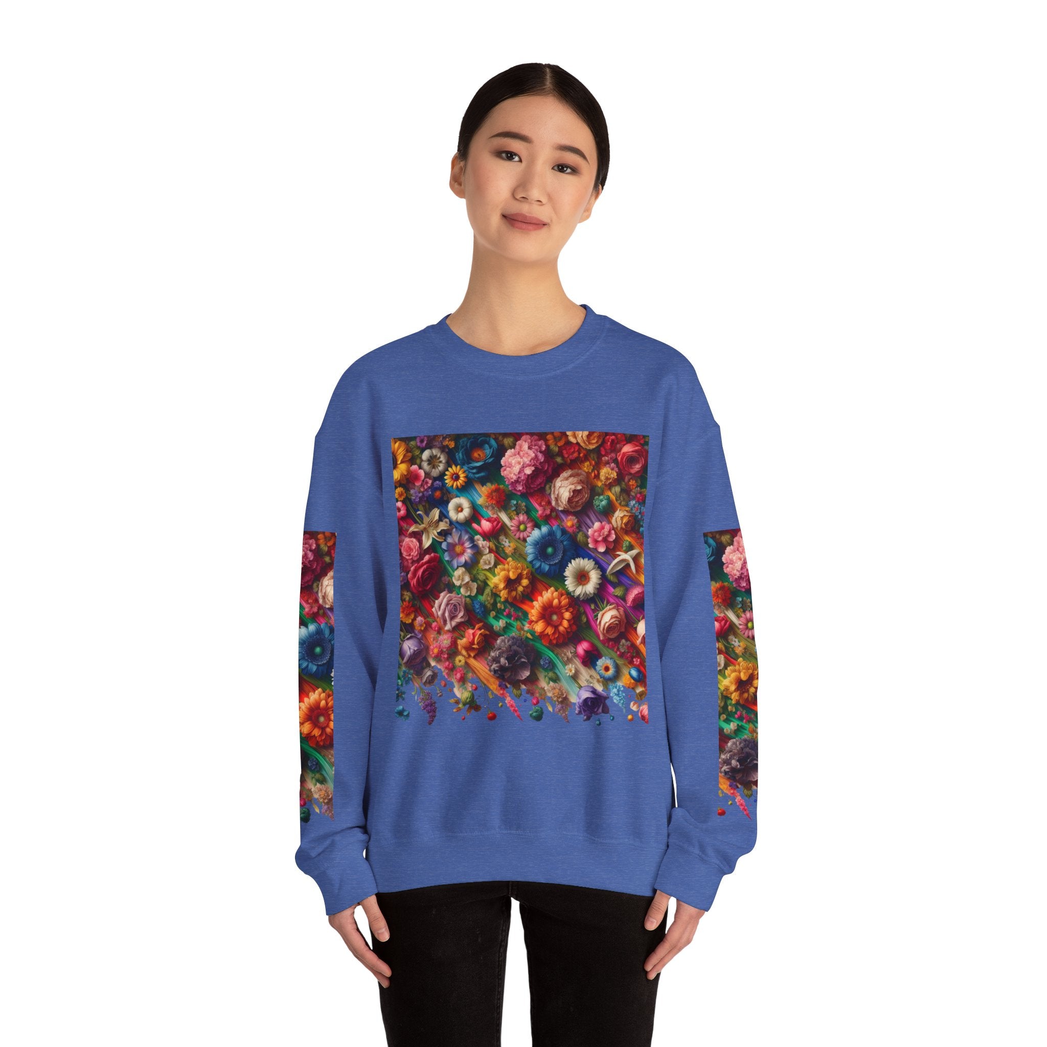 Vibrant Floral Sweatshirt, Colorful Crewneck, Cozy Unisex Pullover, Artistic Gift, Casual Style