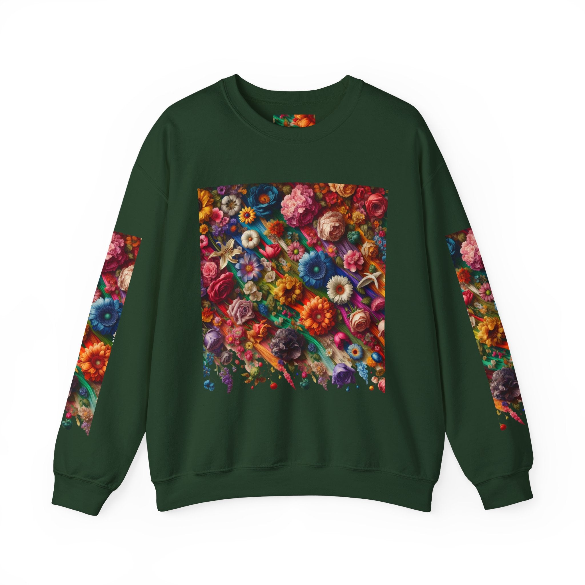 Vibrant Floral Sweatshirt, Colorful Crewneck, Cozy Unisex Pullover, Artistic Gift, Casual Style