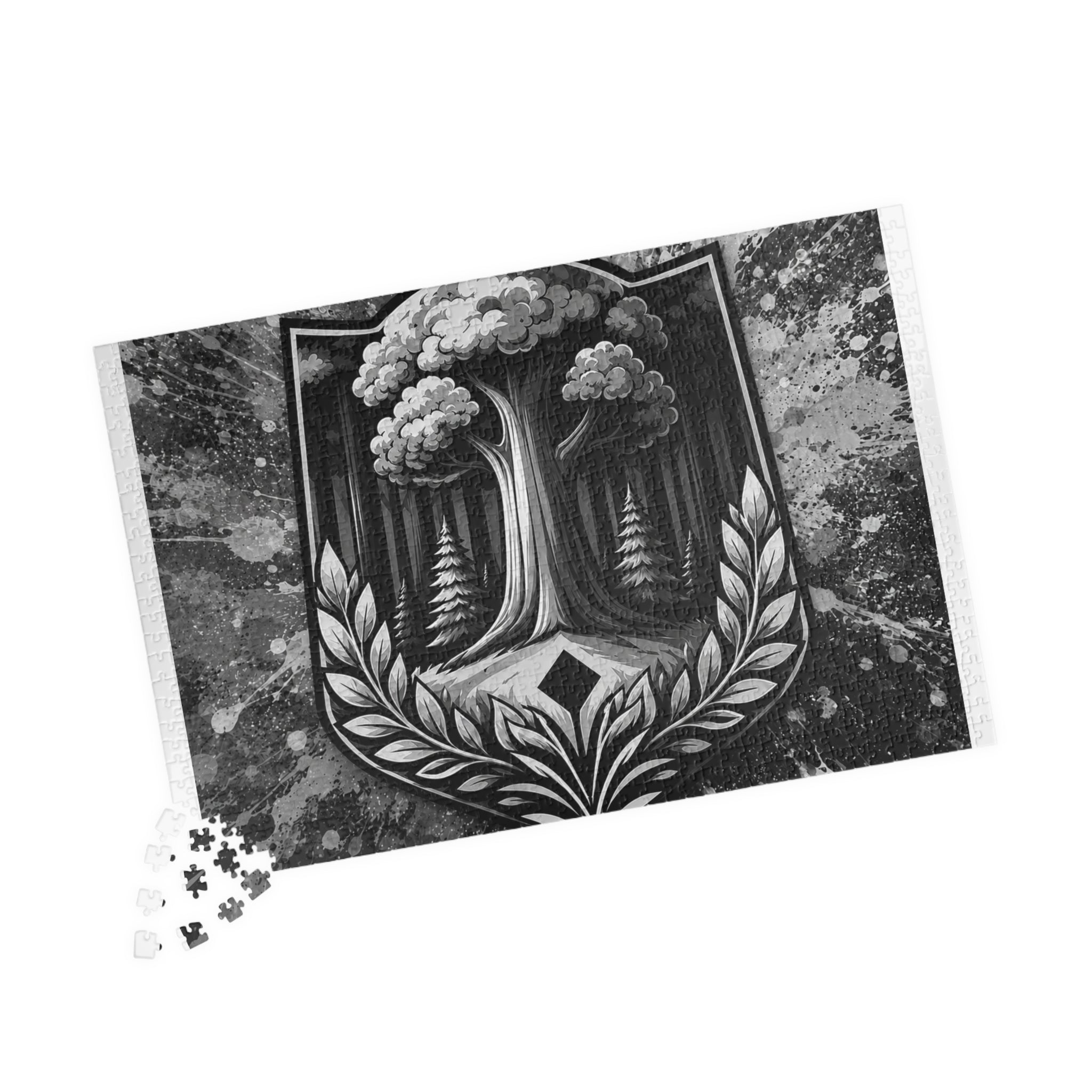 Vintage Black & White Nature Drops Puzzle — 110/252/520/1014-Piece