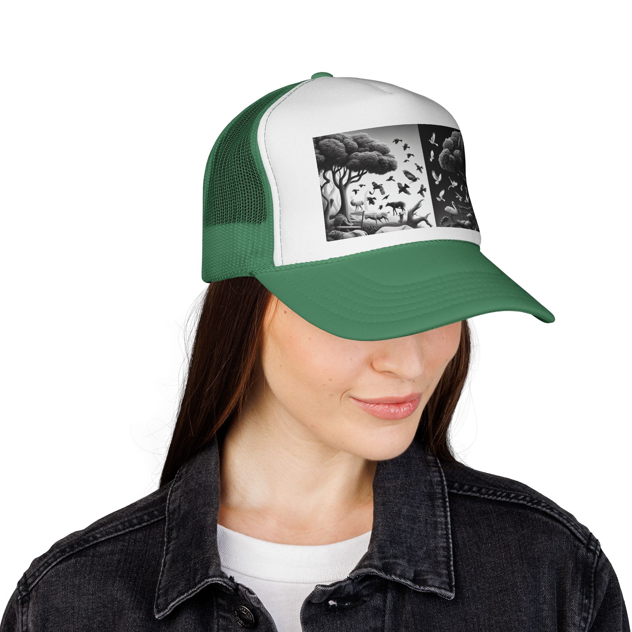 Stylish Nature-Themed Trucker Cap, Outdoor Accessories, Unisex Headwear, Summer Fashion, Gift for Nature Lovers, Camping Hat